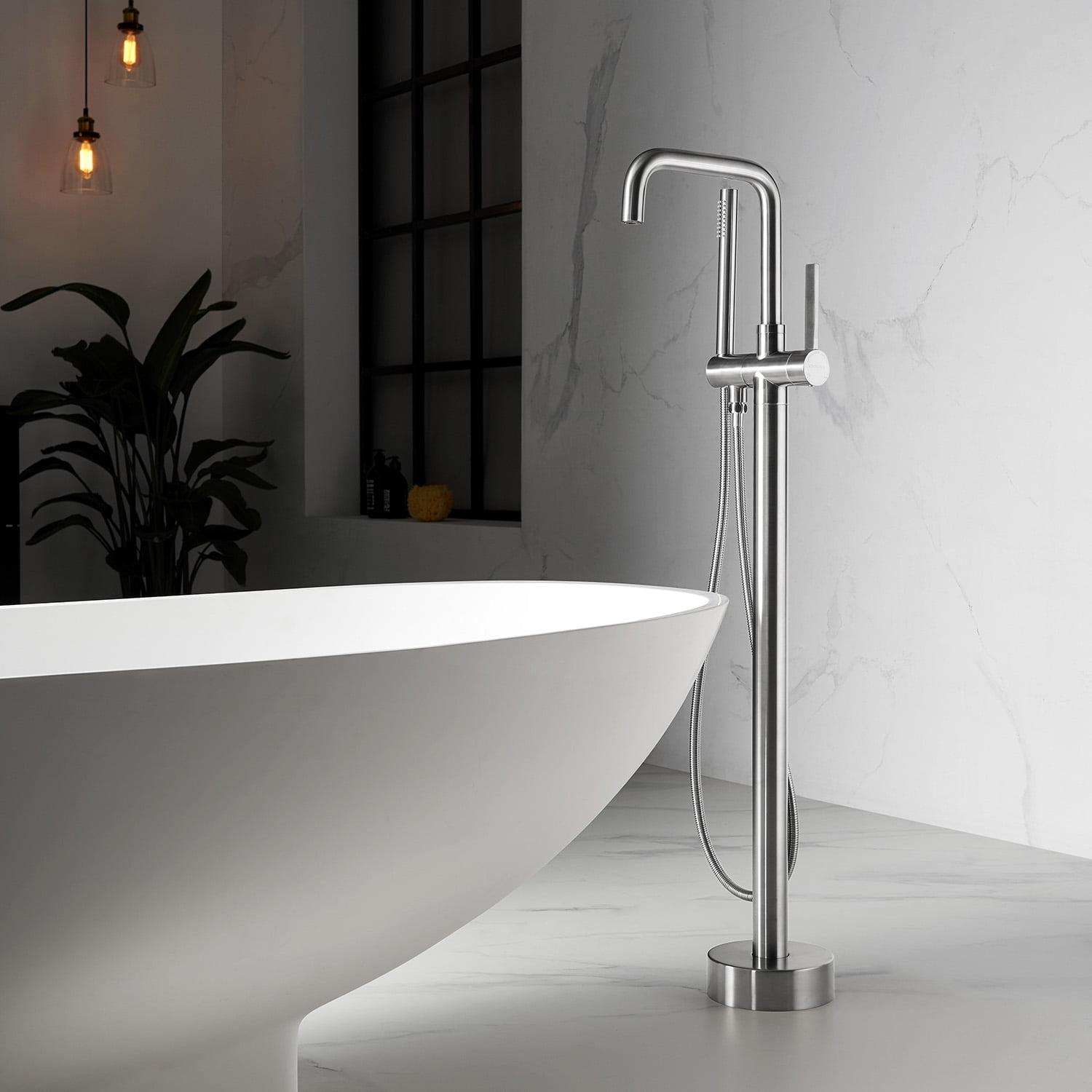 Nickel Freestanding Tub Faucet with Hand Shower