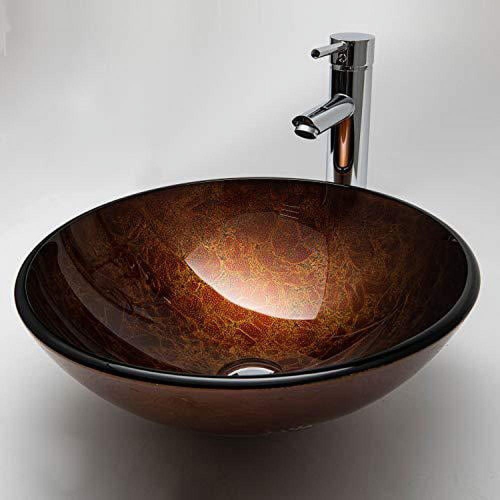 Vinnova Enna 16.5'' Reddish Brown Tempered Glass Circular Vessel Sink