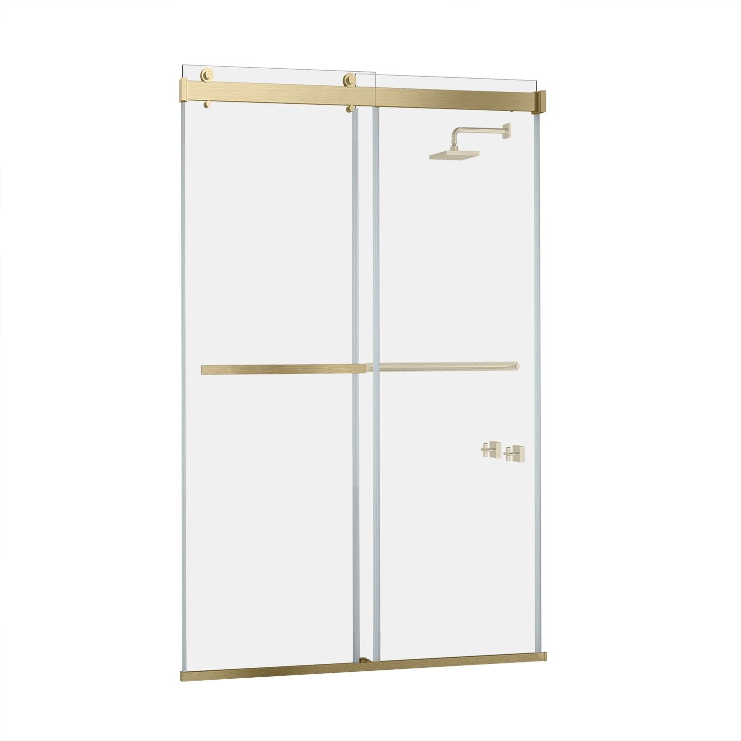 Gold and Clear Tempered Glass Frameless Shower Door