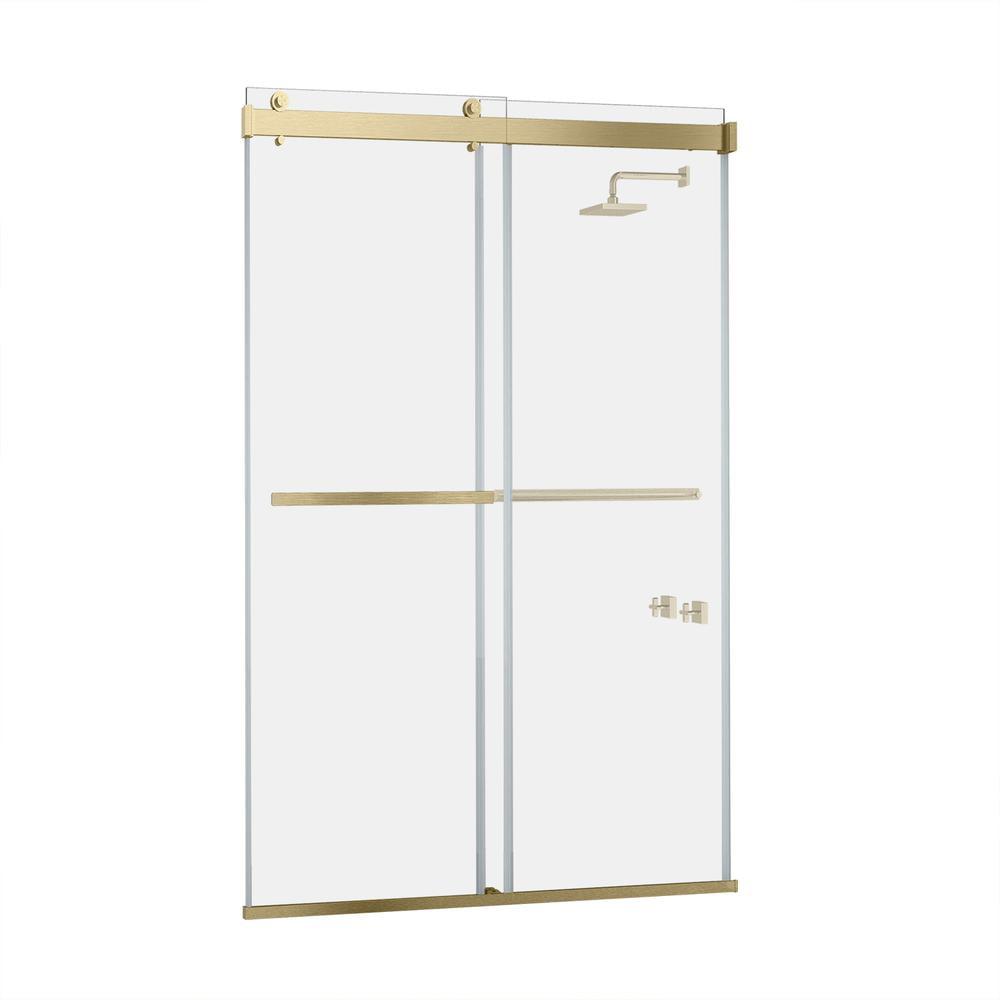 Spezia 52 - 56" W x 76" H Double Sliding Semi- Frameless Shower Door