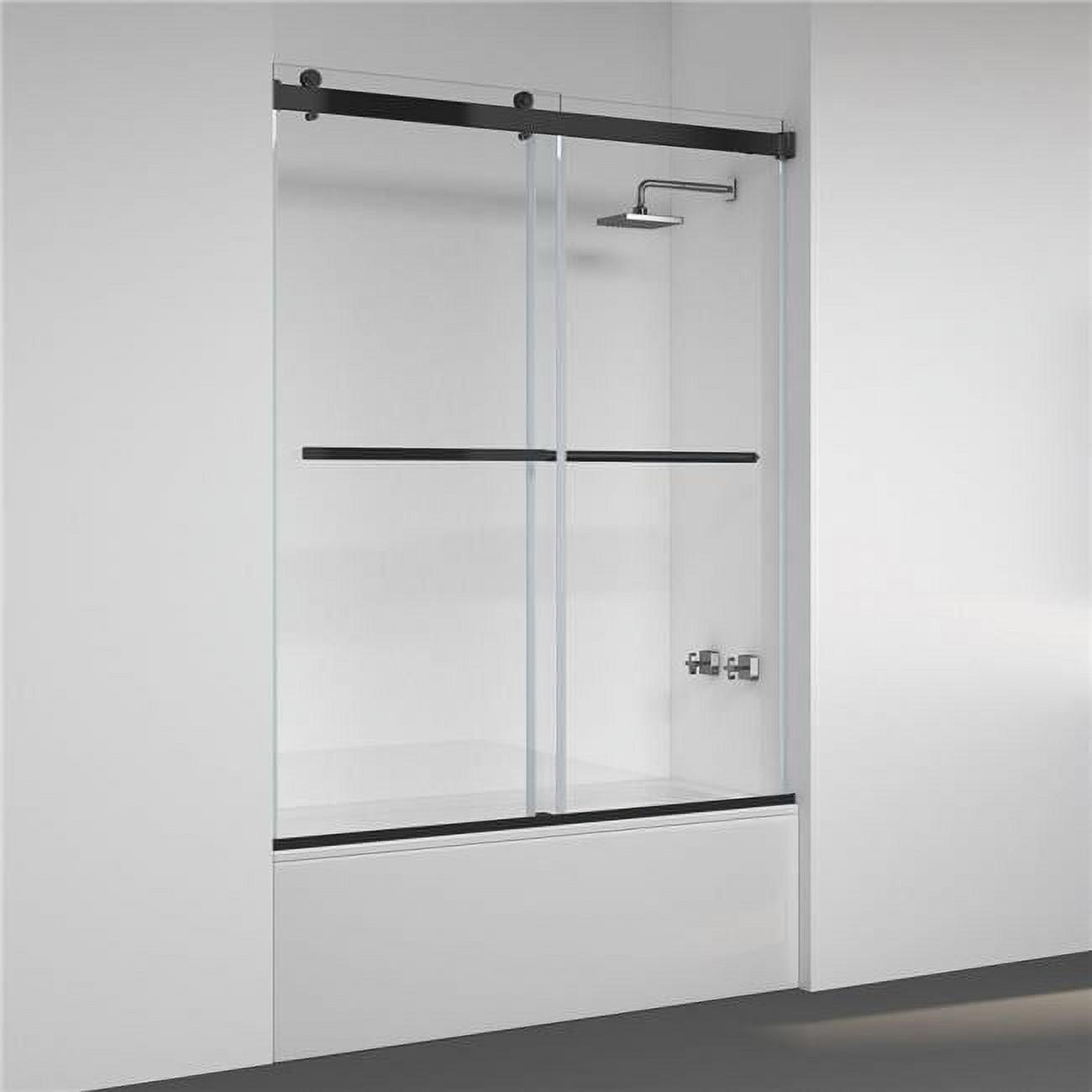 Spezia Matte Black Frameless Double Sliding Tub Door