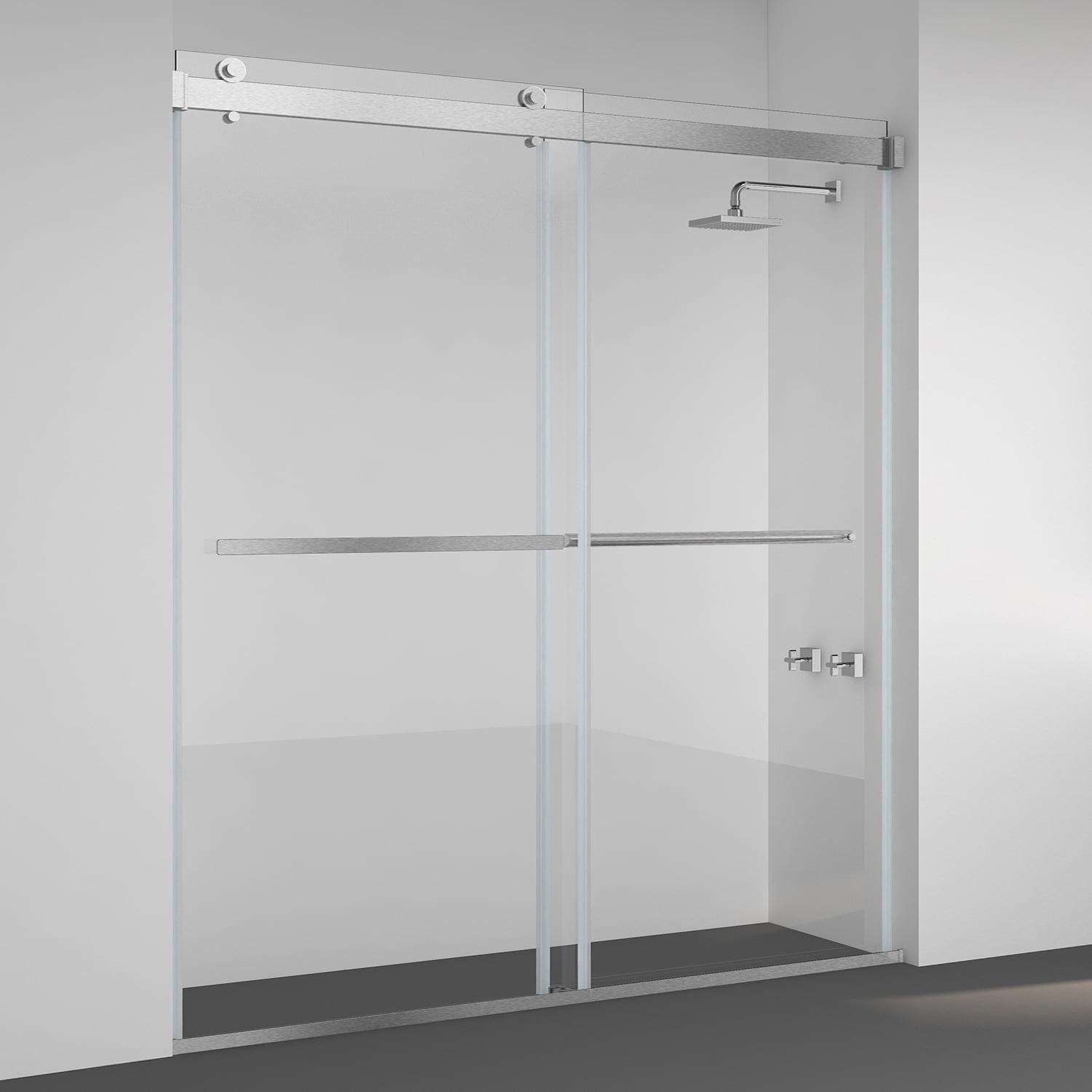 Spezia 64 - 68" W x 76" H Double Sliding Semi- Frameless Shower Door