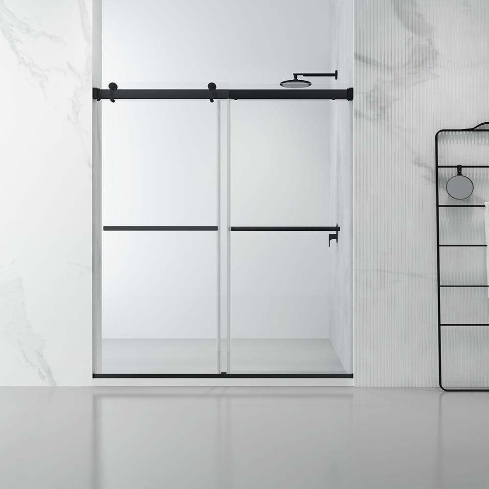 Spezia 64 - 68" W x 76" H Double Sliding Semi- Frameless Shower Door