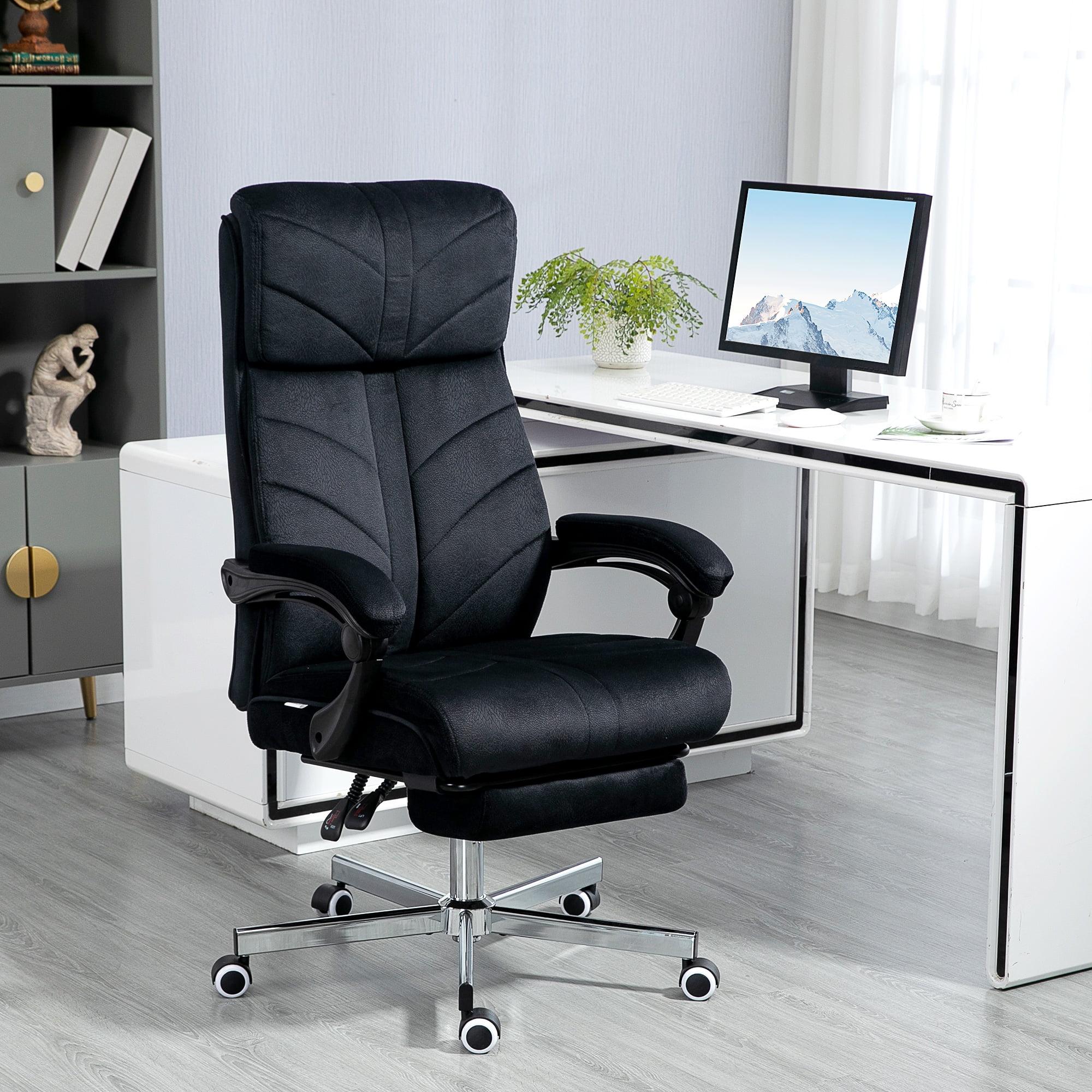 Vinsetto High-Back Ergonomic Office Chair with Footrest, Microfiber Computer Chair with Reclining Function and Armrest, Executive Office Chair, Black