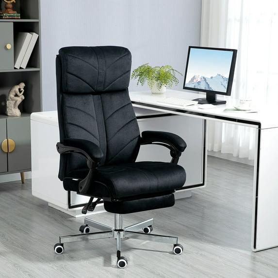 Vinsetto High-Back Ergonomic Office Chair with Footrest, Microfiber Computer Chair with Reclining Function and Armrest, Executive Office Chair, Black