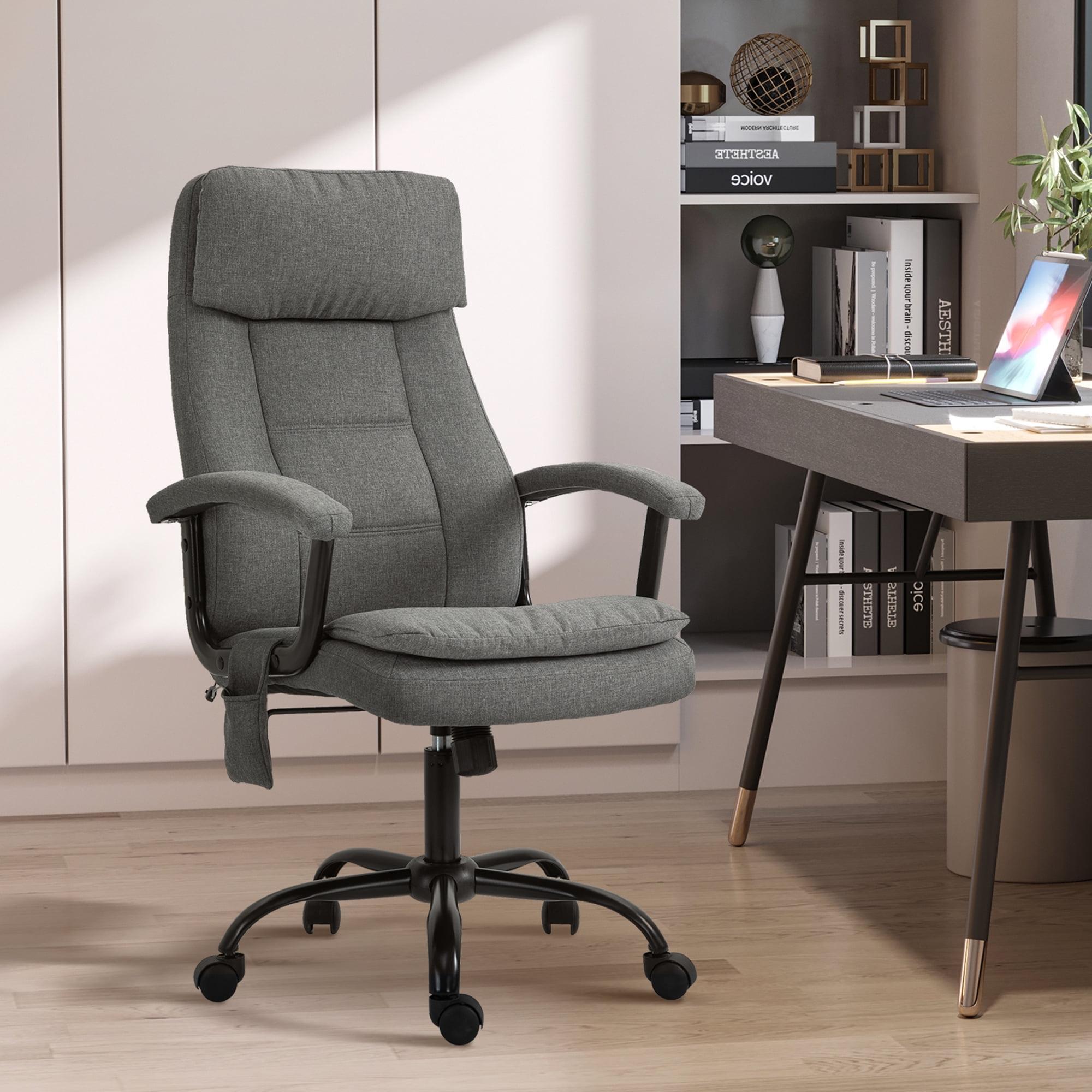 Gray Executive Swivel Office Chair with Fixed Arms