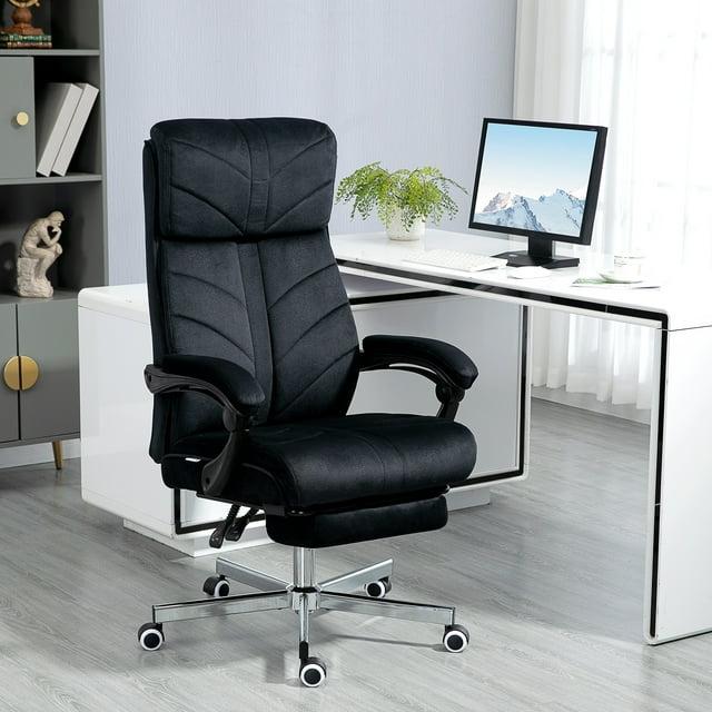 Vinsetto High-Back Ergonomic Office Chair with Footrest, Microfiber Computer Chair with Reclining Function and Armrest, Executive Office Chair, Black