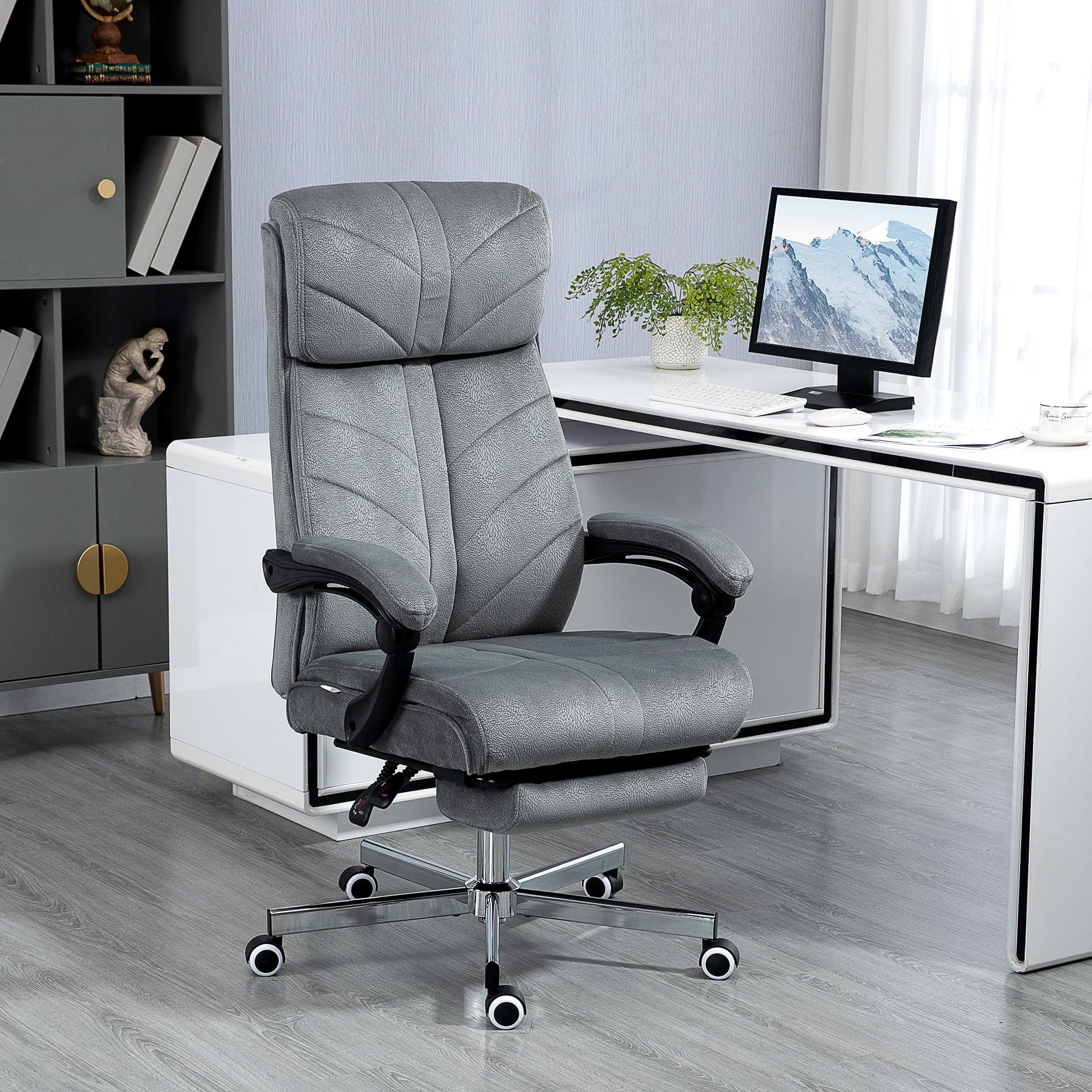 Vinsetto High-Back Ergonomic Office Chair with Footrest, Microfiber Computer Chair with Reclining Function and Armrest, Executive Office Chair, Gray