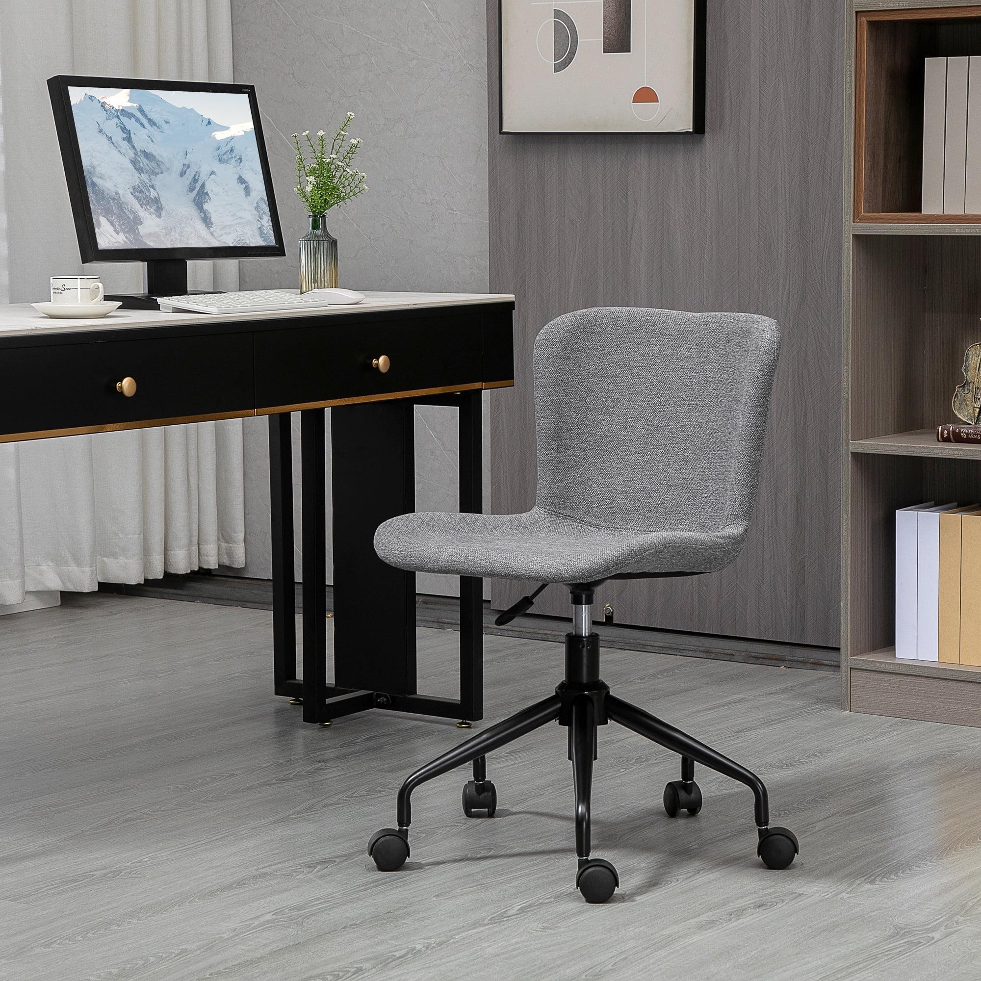 Vinsetto Home Office Chair, Swivel Task Chair with Adjustable Height and Armless Design for Small Space, Living Room, Bedroom, Gray