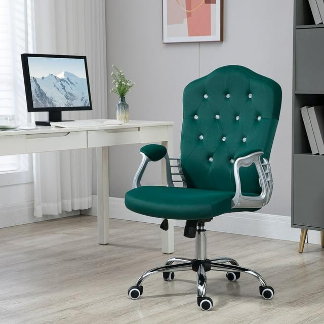 Everly Quinn Vinsetto Home Office Chair, Computer Chair, Button Tufted Desk Chair With Swivel Wheels, Adjustable Height, And Tilt Function