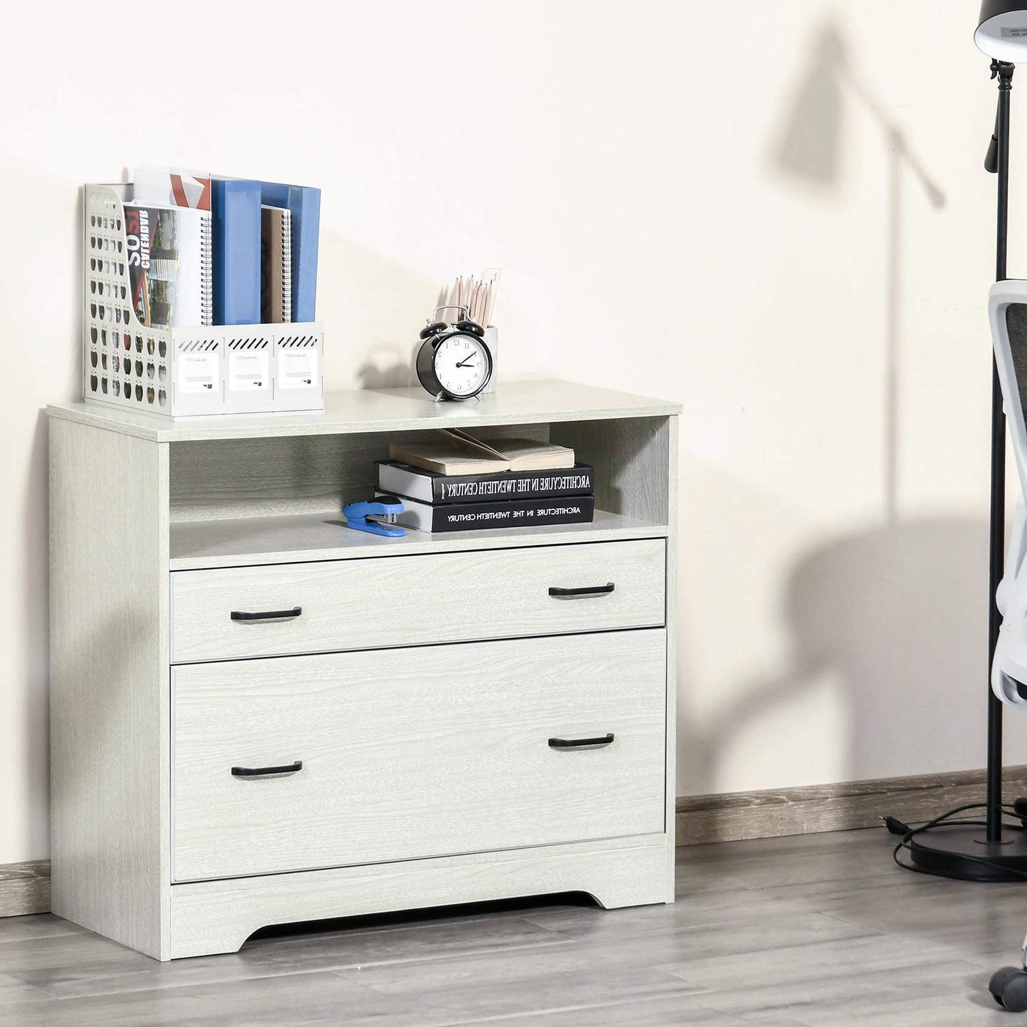 Gray 2-Drawer Lateral File Cabinet with Shelf