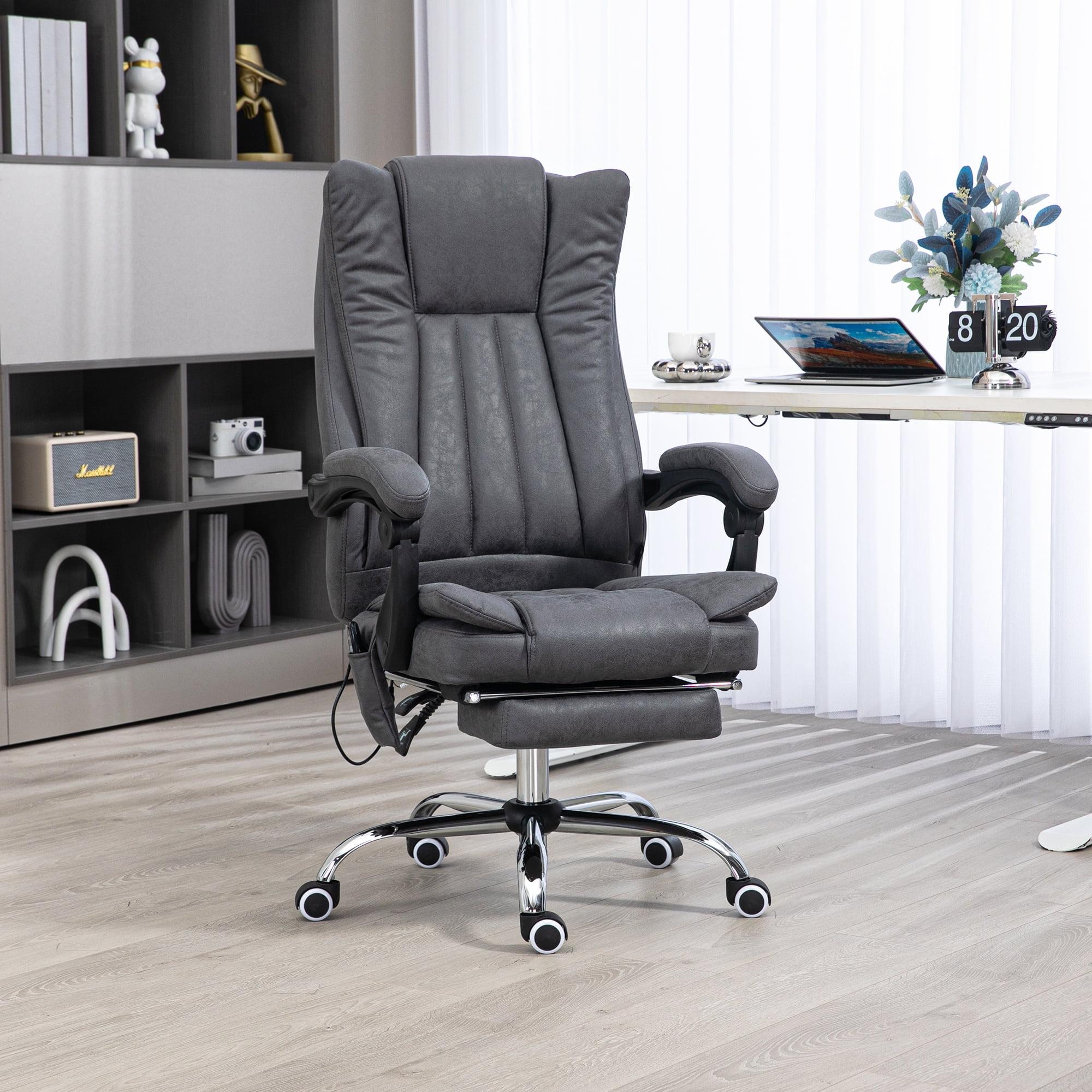 Vinsetto Microfiber Office Chair, High Back Computer Chair with 6 Point Massage, Heat, Adjustable Height and Retractable Footrest, Dark Blue