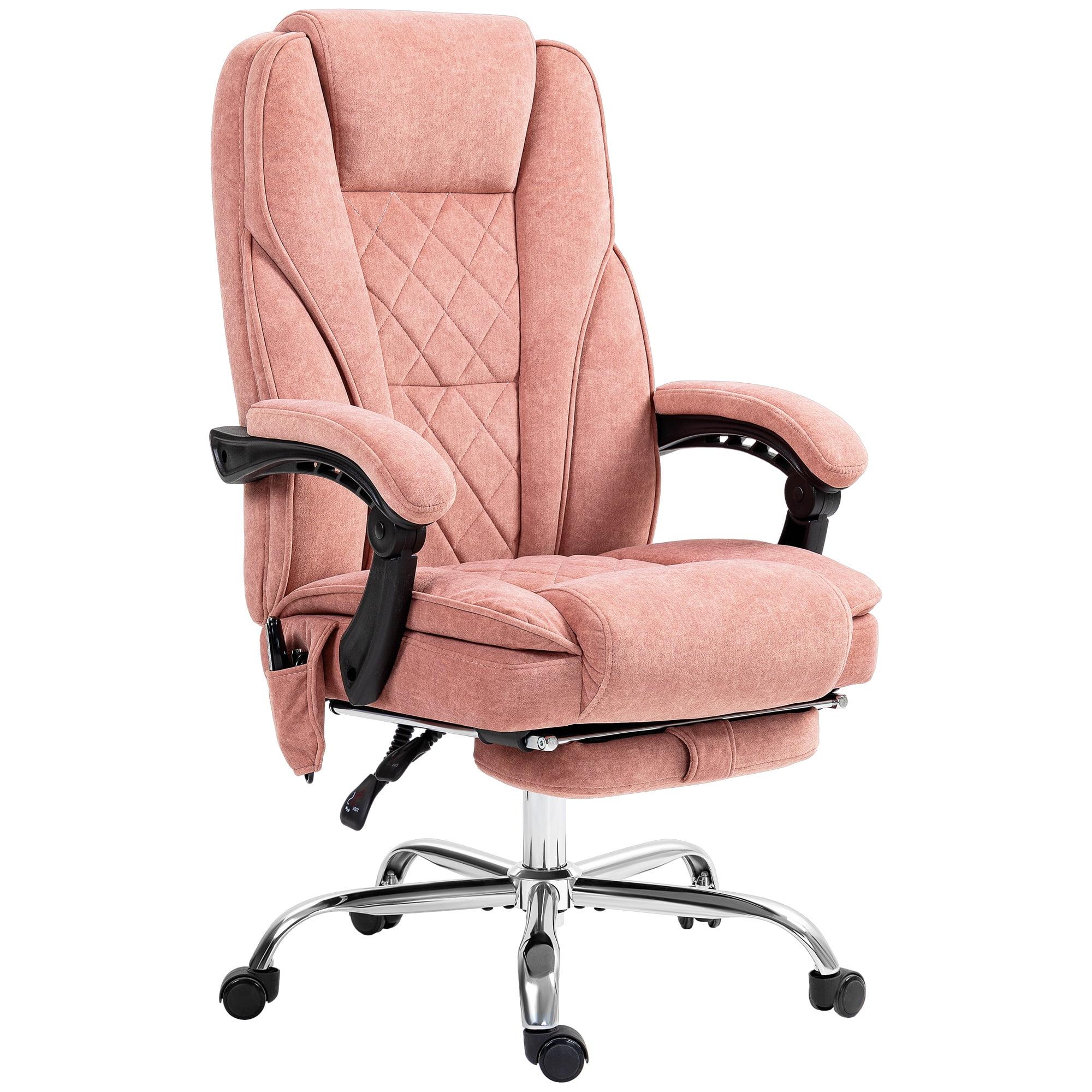 Vinsetto Executive Massage Office Chair, Heated Computer Desk Chair with Adjustable Height and Footrest, Pink
