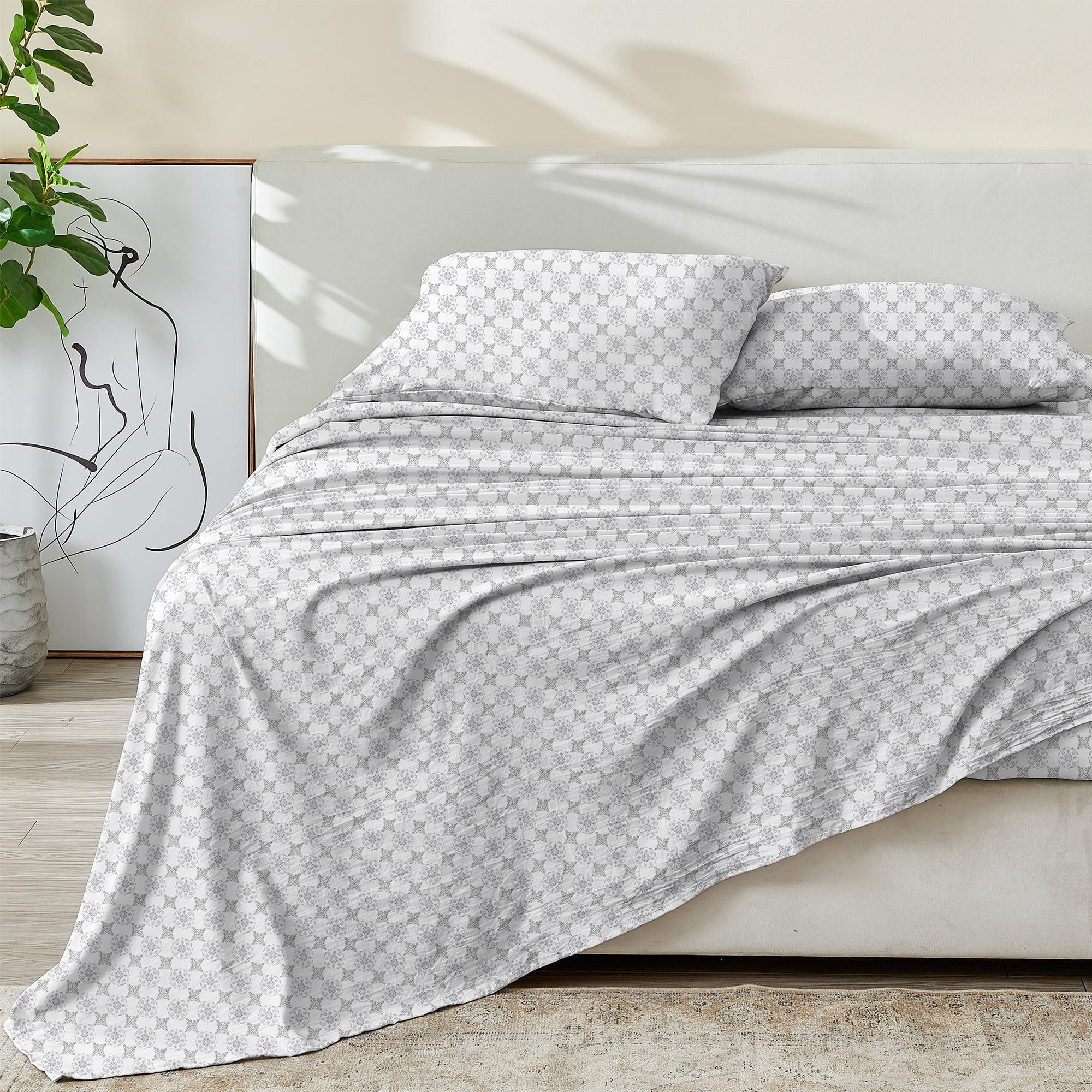 Vintage Comfort 100% Cotton Percale Printed Sheet Set, Full, 4 Pieces