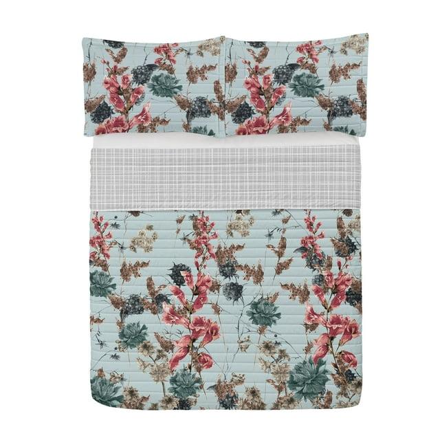 Ambesonne Microfiber Reversible 3 Piece Coverlet/Bedspread Set