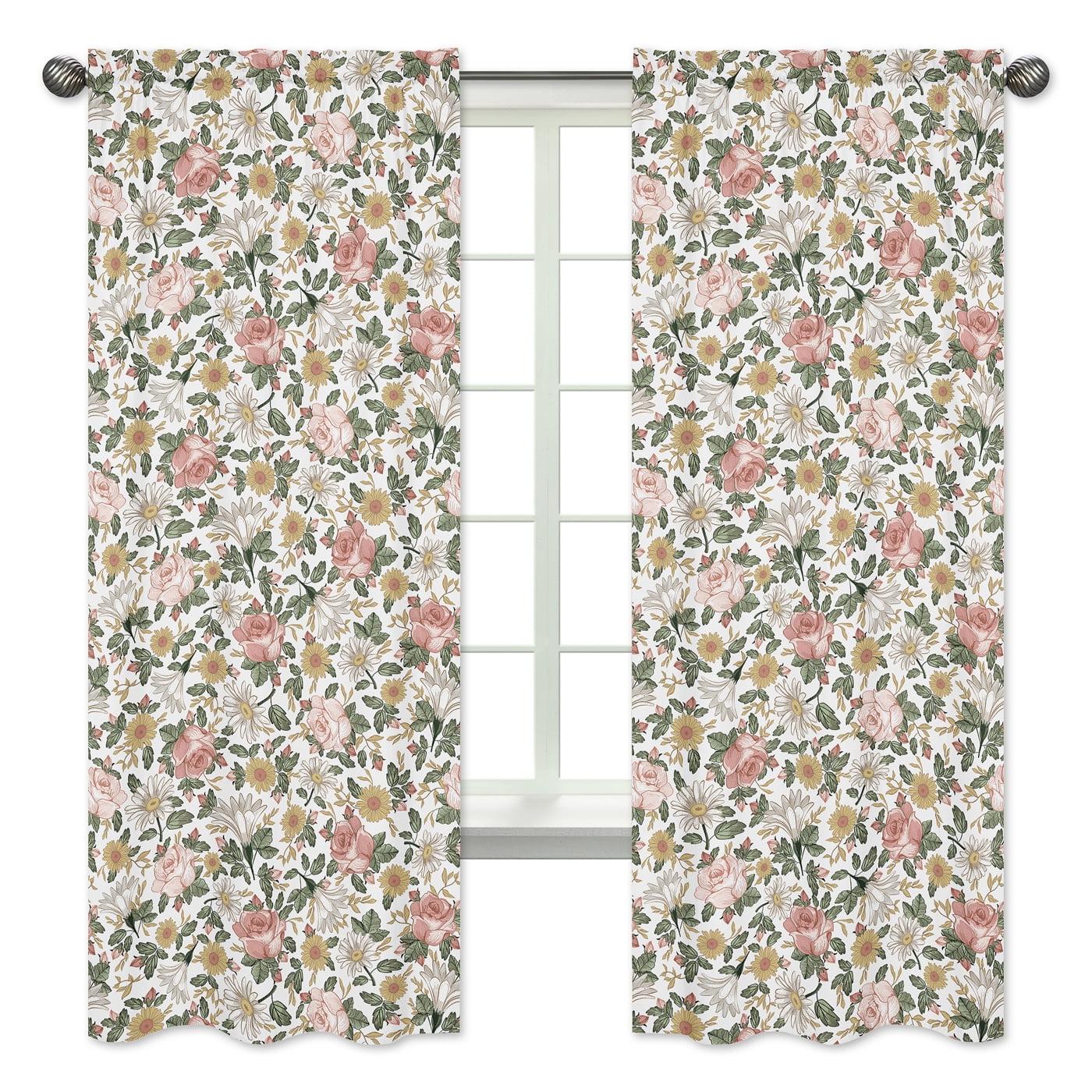 Sweet Jojo Designs Vintage Floral Semi-Sheer Rod Pocket Curtain Panels (Set of 2)