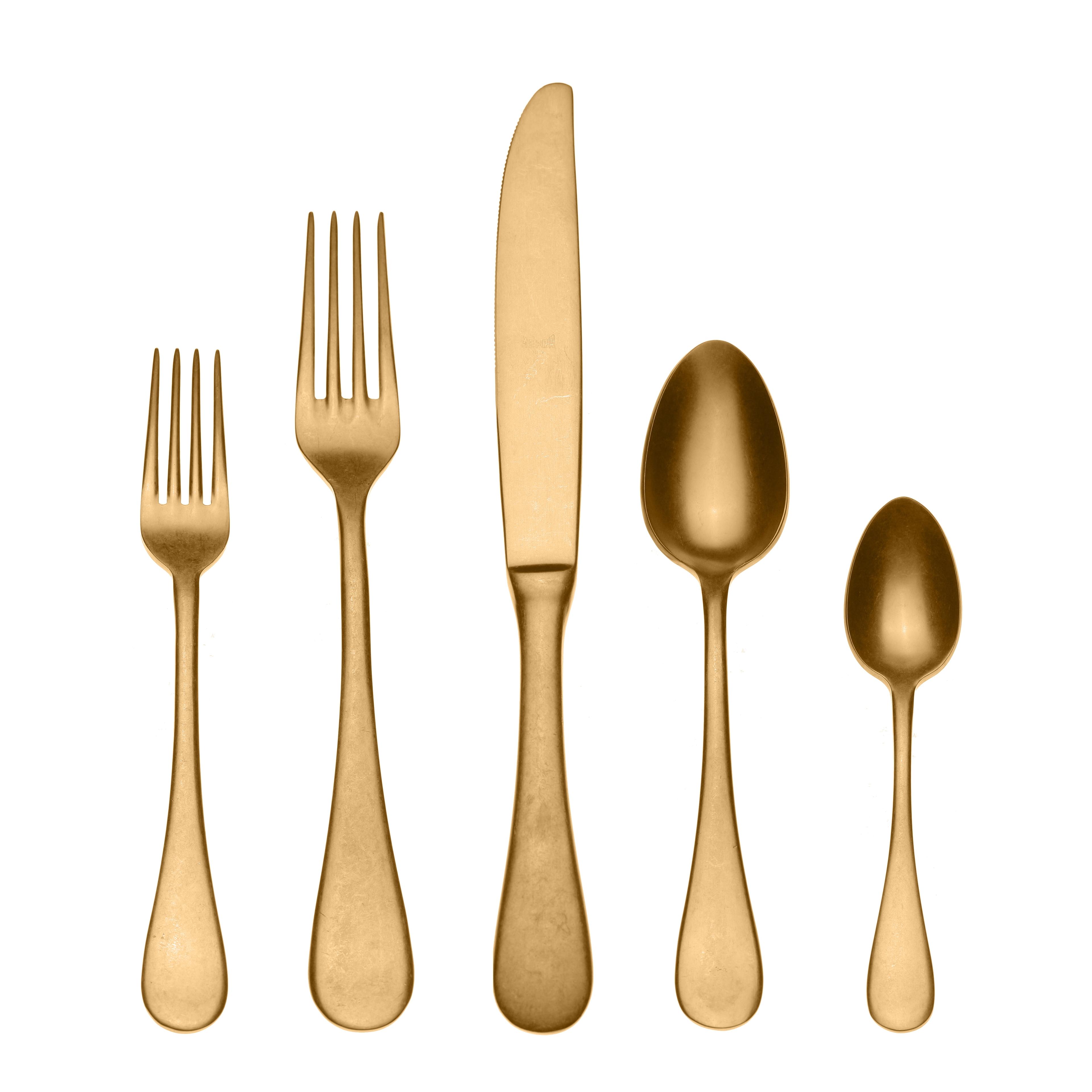 Vintage 5 piece Flatware set by Mepra - Gold
