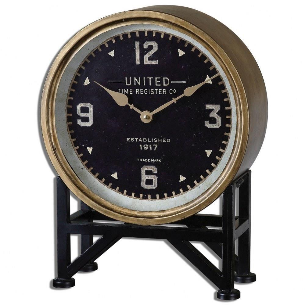 Uttermost Shyam Vintage Brass 16" High Table Clock