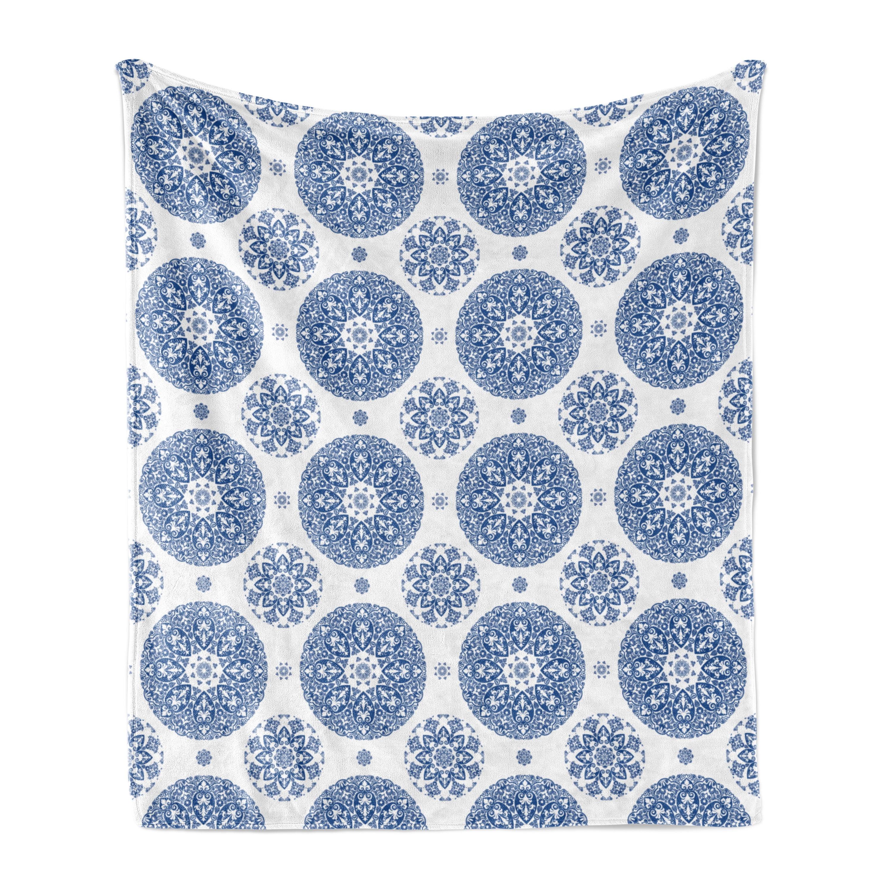 Ambesonne Paisley Fleece Throw Blanket Vintage French Blue 50"x60" Blue White