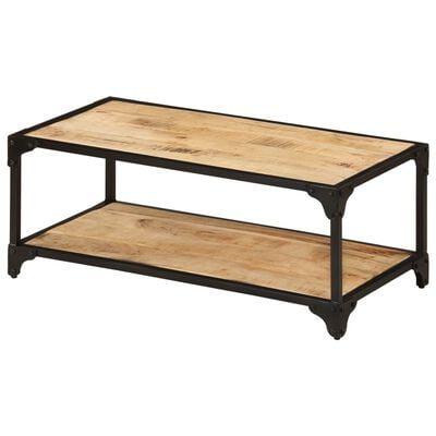 Vintage Acacia Wood and Iron Rectangular Coffee Table, 35.4"x17.7"