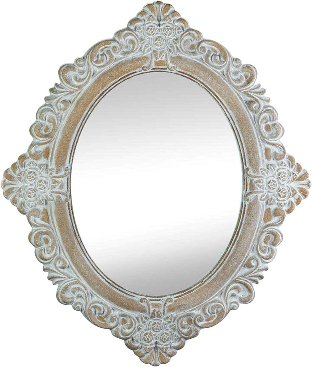 Elegant Amelia Taupe Oval Wood Wall Mirror, 20"x24"