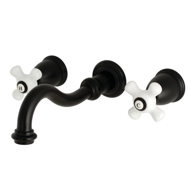 Elegant Traditional Matte Black Wall-Mount Bathroom Faucet