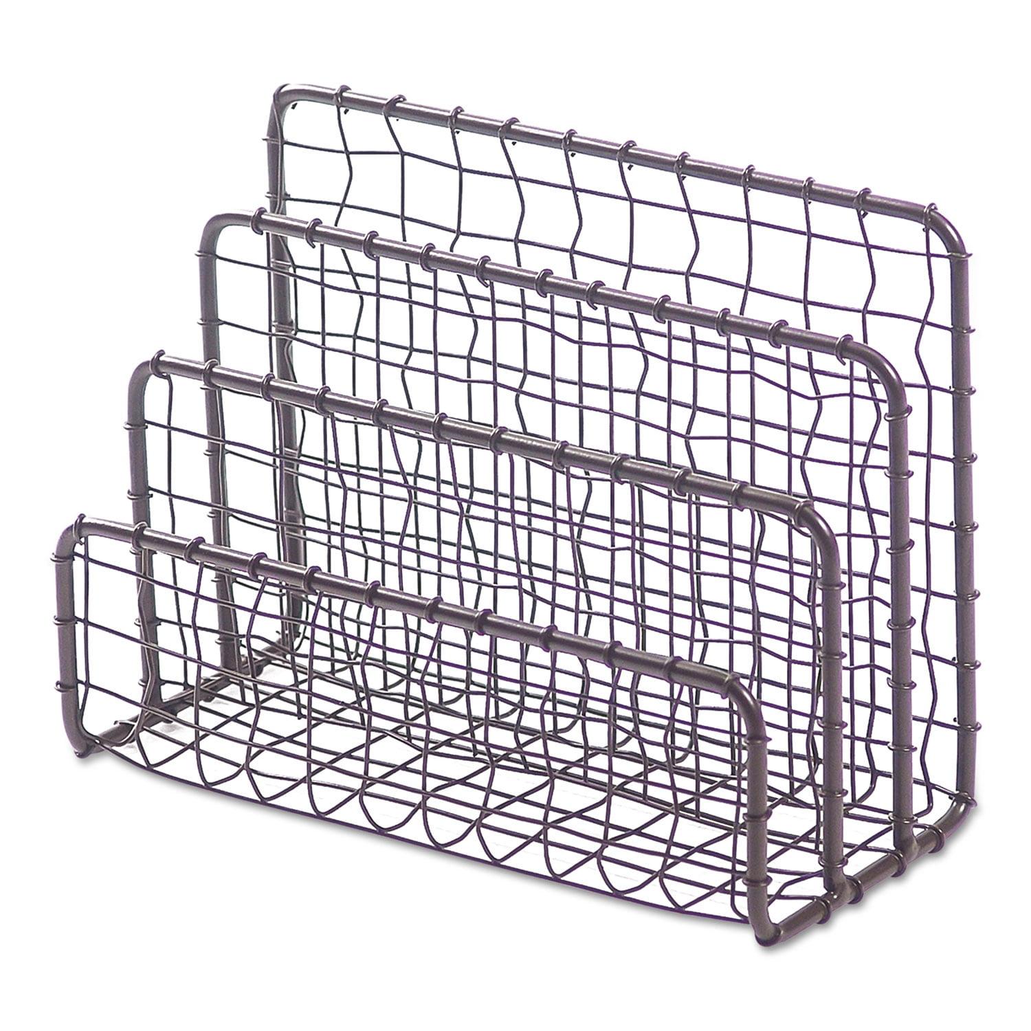 Vintage Bronze Wire Mesh 3-Tier File and Letter Sorter