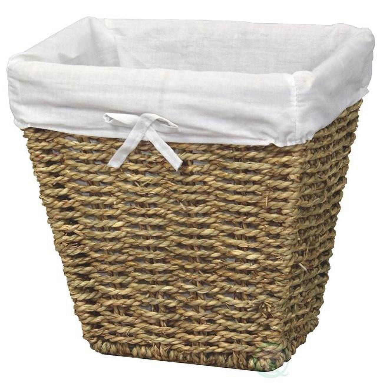 Vintiquewise Woven Seagrass Small Waste Bin Lined with White Washable Lining