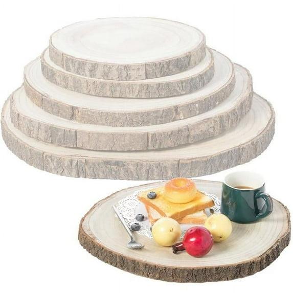Vintiquewise Barky Natural Wood Slabs Rustic Ornament Slice Tray Table Charger - Set of 5