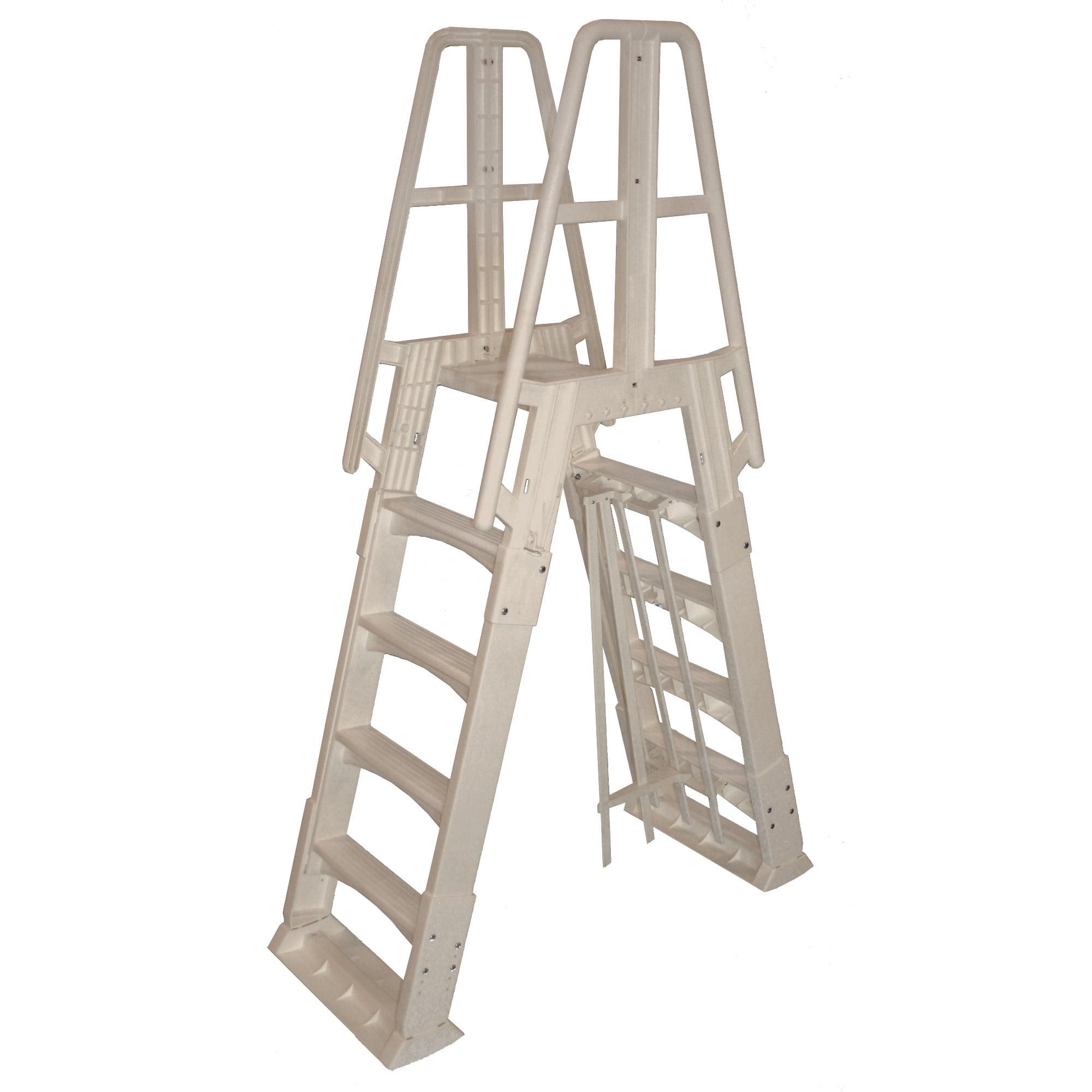 Vinyl Works SLA A Frame Above Ground Pool Ladder Steps with Slide Lock Barrier
