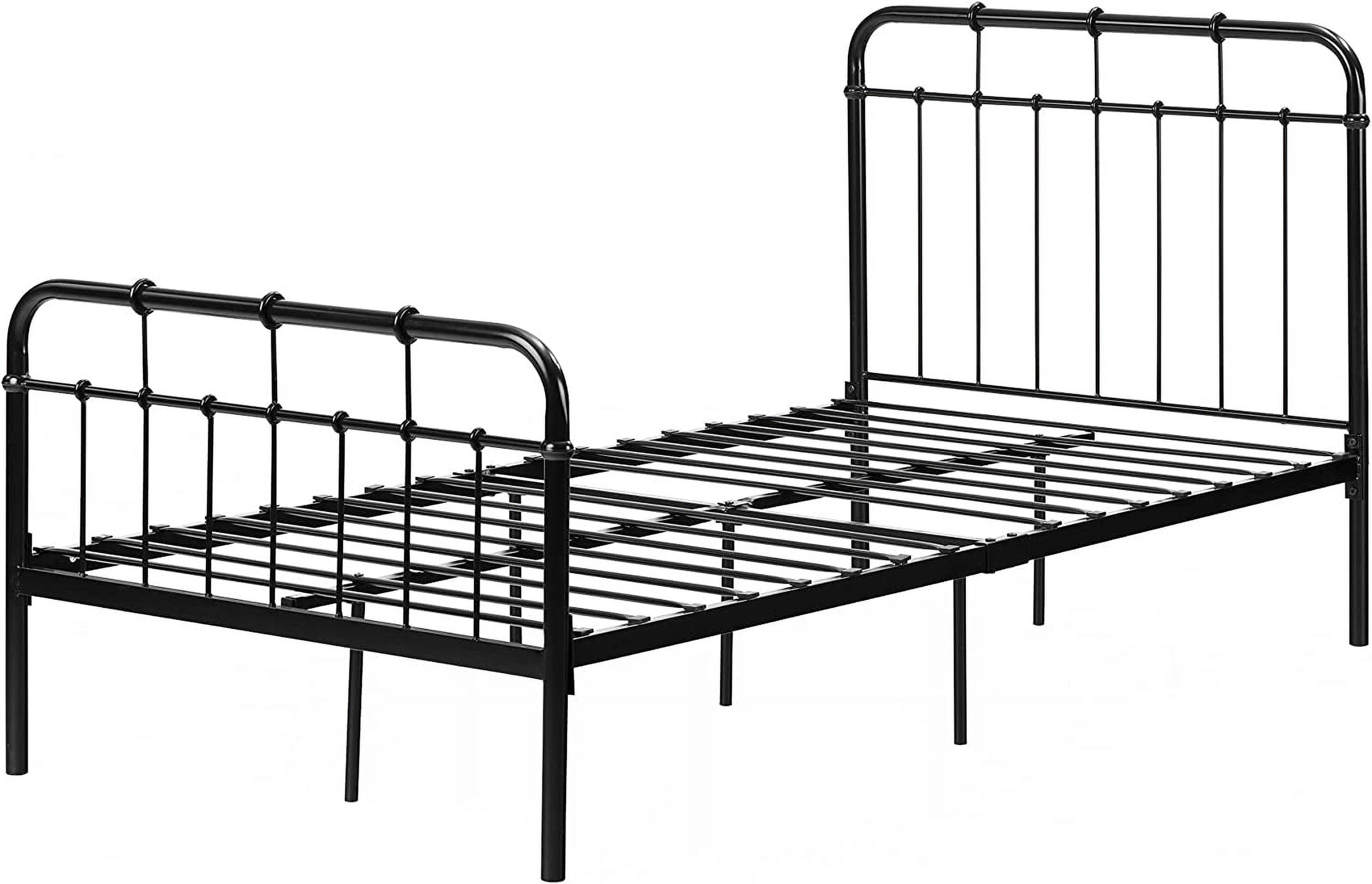 Twin Black Metal Platform Bed with Headboard