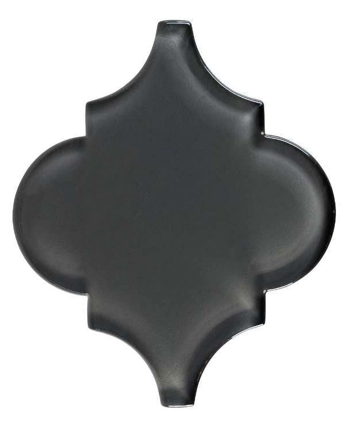 Viola 5" Black Polished Arabesque Glass Tile