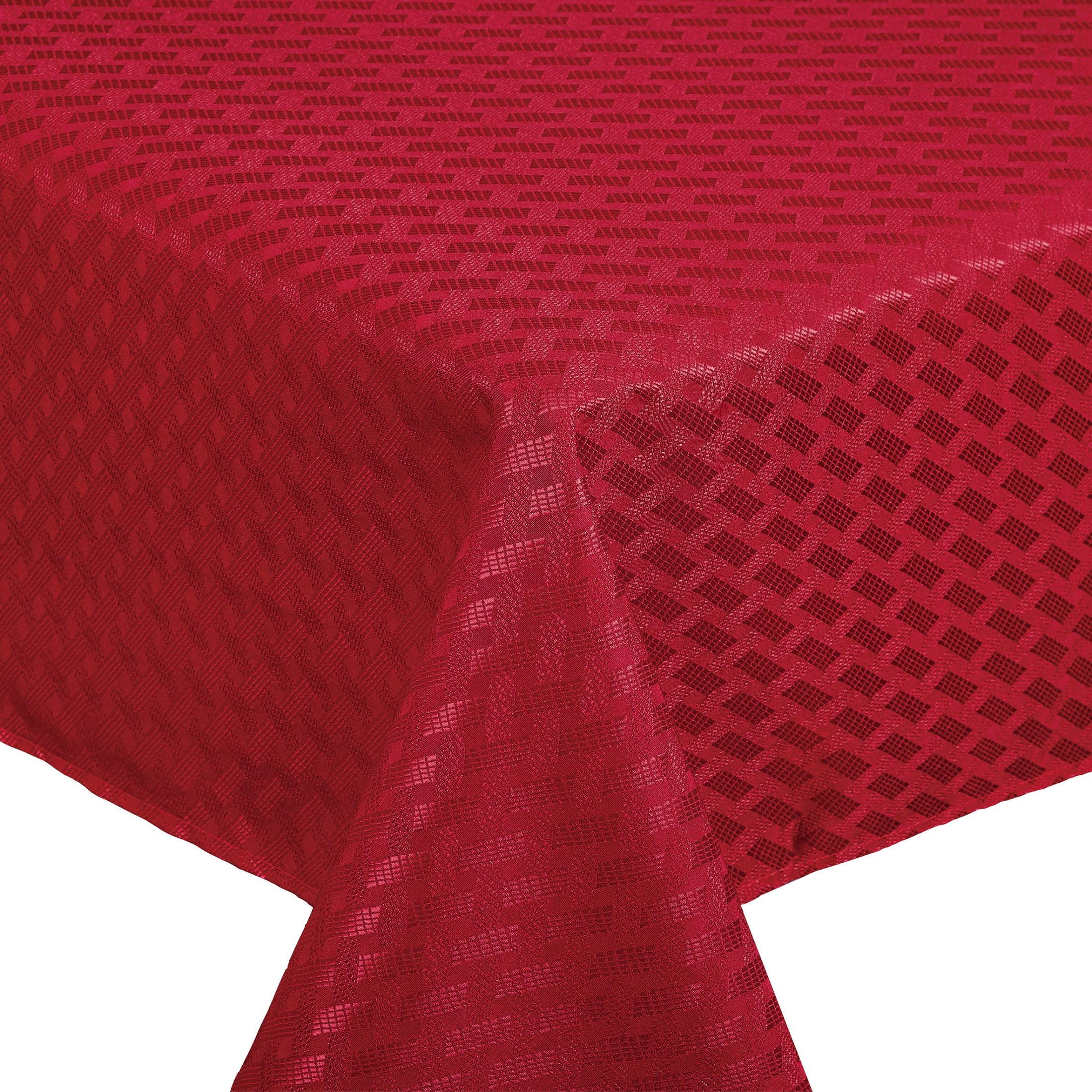 The Holiday Aisle® The Holiday Aisle® Christmas Novelties Ribbed Striped Pattern, Polyester Jacquard, Red, 60 Inch By 84 Inch, Seats 6 To 8 People, Rectangular Tablecloths