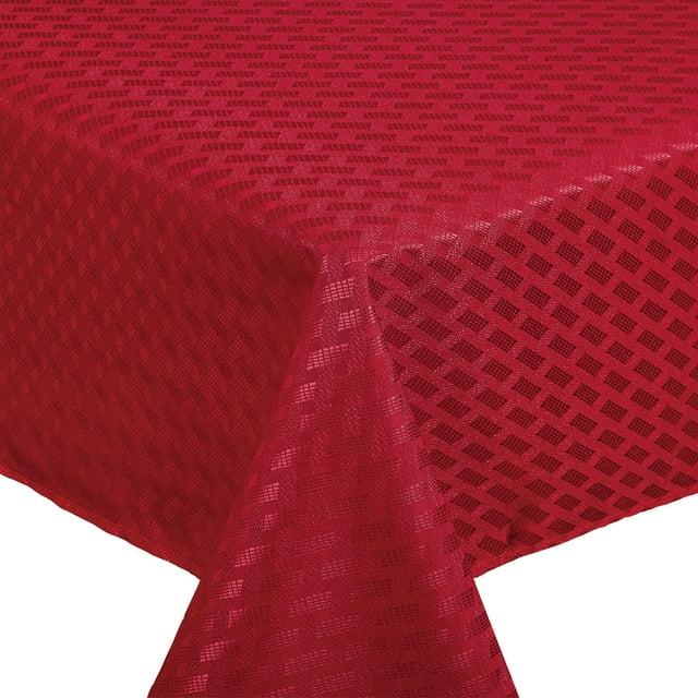 The Holiday Aisle® The Holiday Aisle® Christmas Novelties Ribbed Striped Pattern, Polyester Jacquard, Red, 60 Inch By 84 Inch, Seats 6 To 8 People, Rectangular Tablecloths