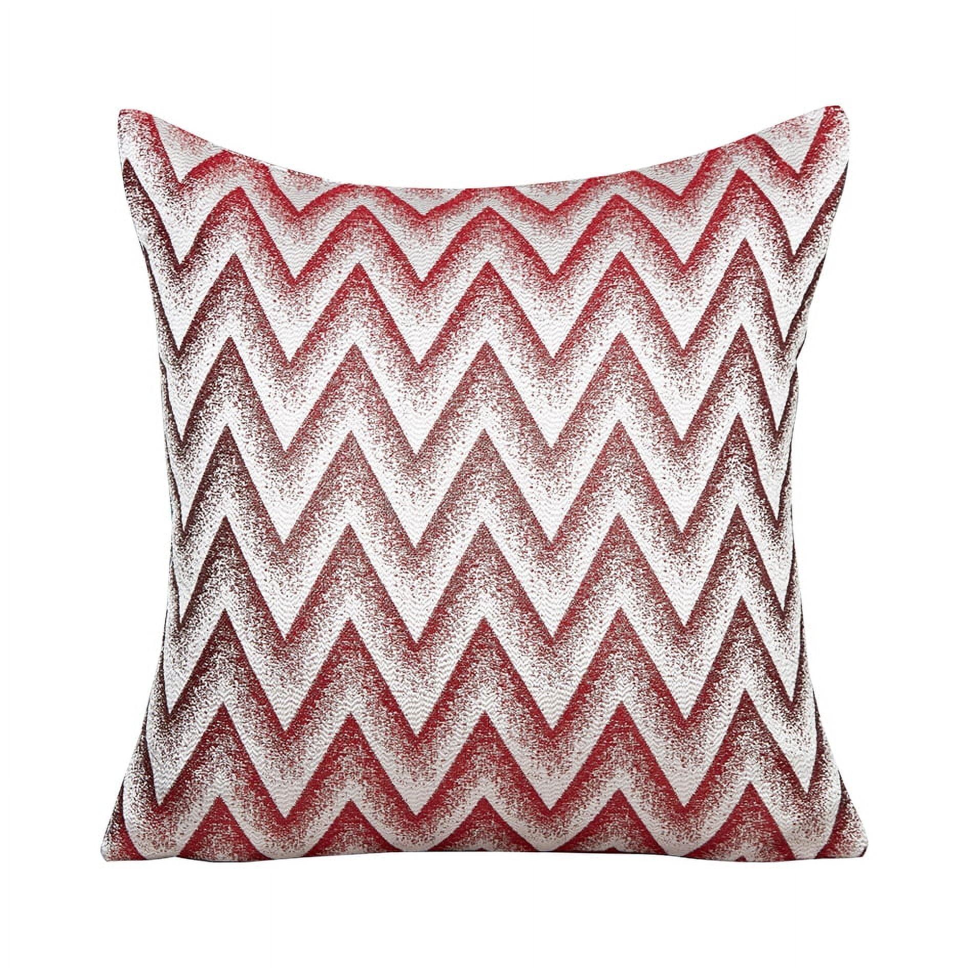 Burgundy Chevron Pattern Polyester Square Throw Pillow Cover