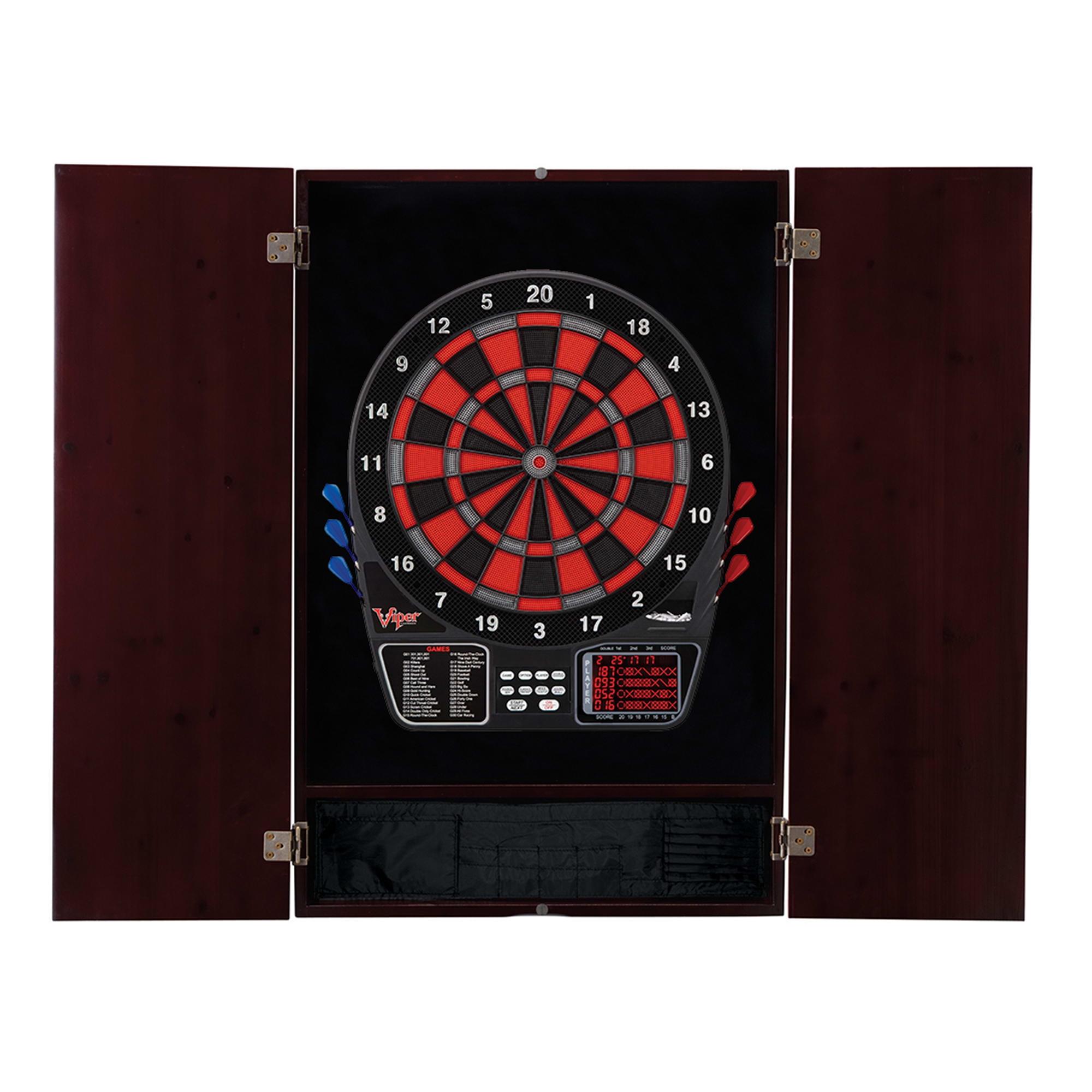 Viper Mahogany Soft Tip Dartboard Cabinet with 797 Electronic Dartboard