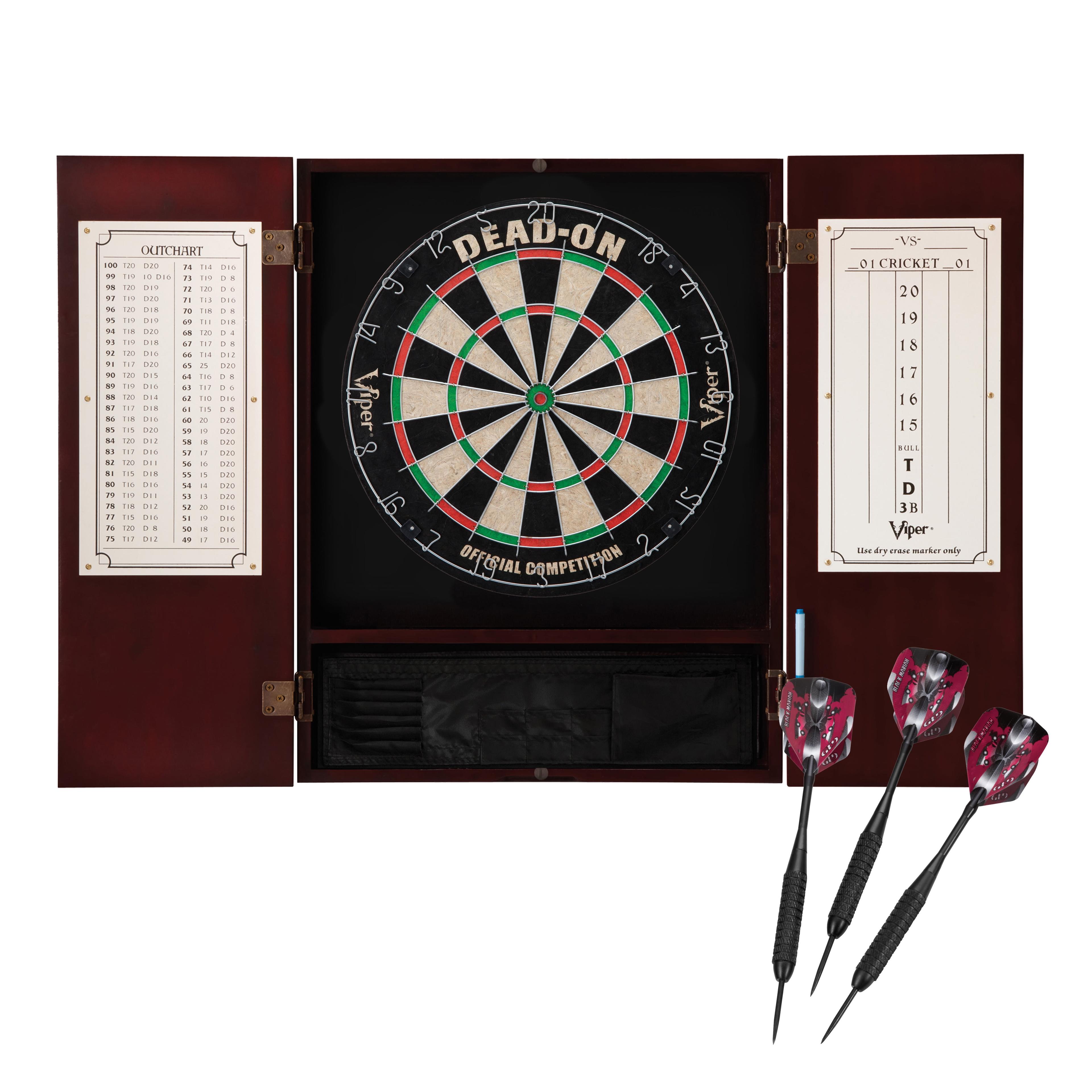 Viper Metropolitan Sisal Fiber Bristle Dartboard and Cabinet Set with Darts