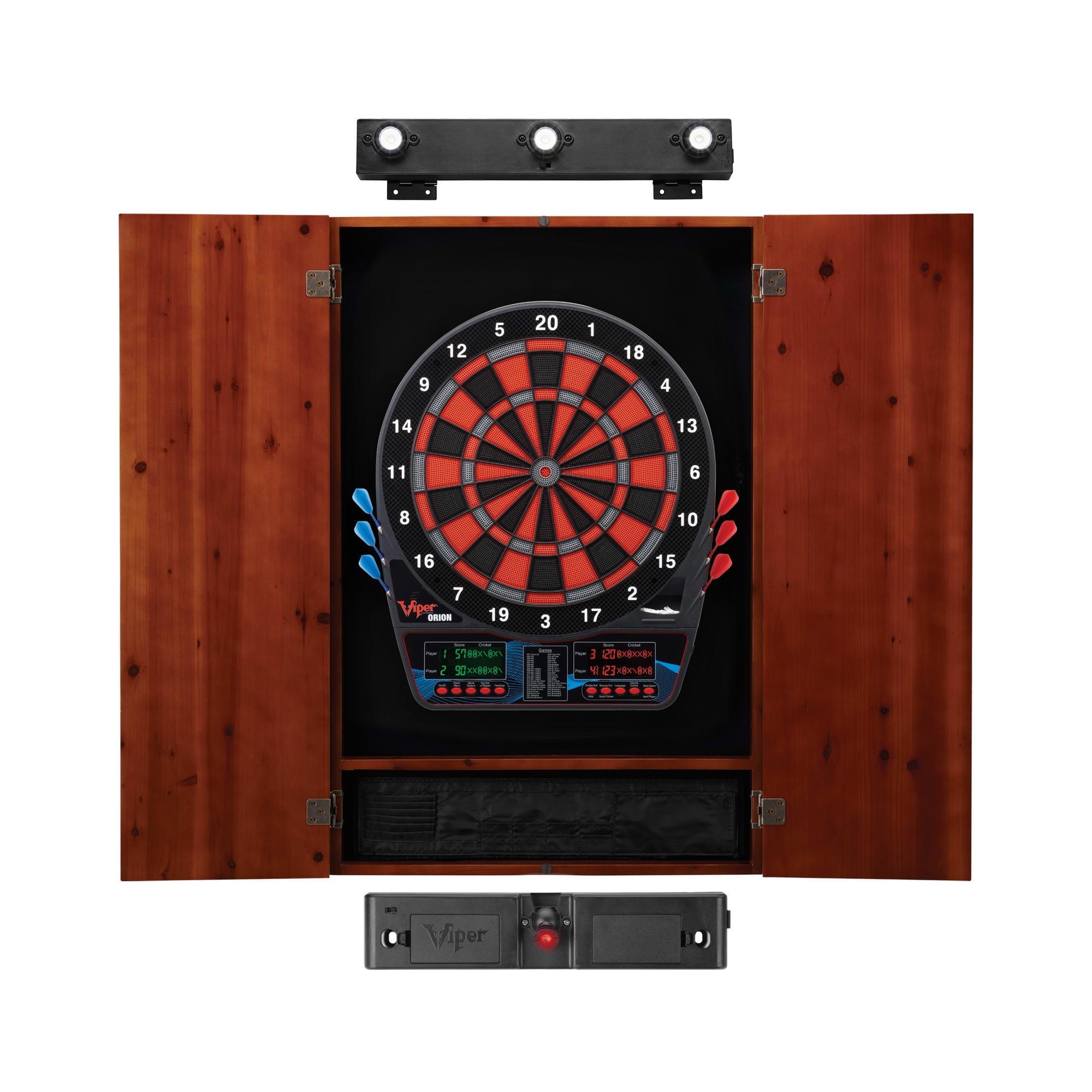 Viper Orion Electronic Dartboard with Pine Cabinet and Lighting Bundle