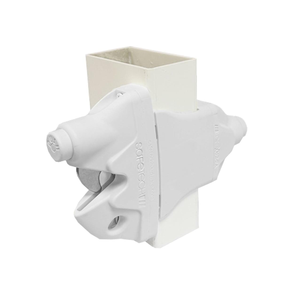 Safetech Hardware ViperX5-2 Two-Sided Gate Latch | Wrap Around Design - No Post Drilling | Padlock Lockable | Left & Right Reversible | Double Gate Access w/Push Button | 2” Vinyl & Aluminum - White