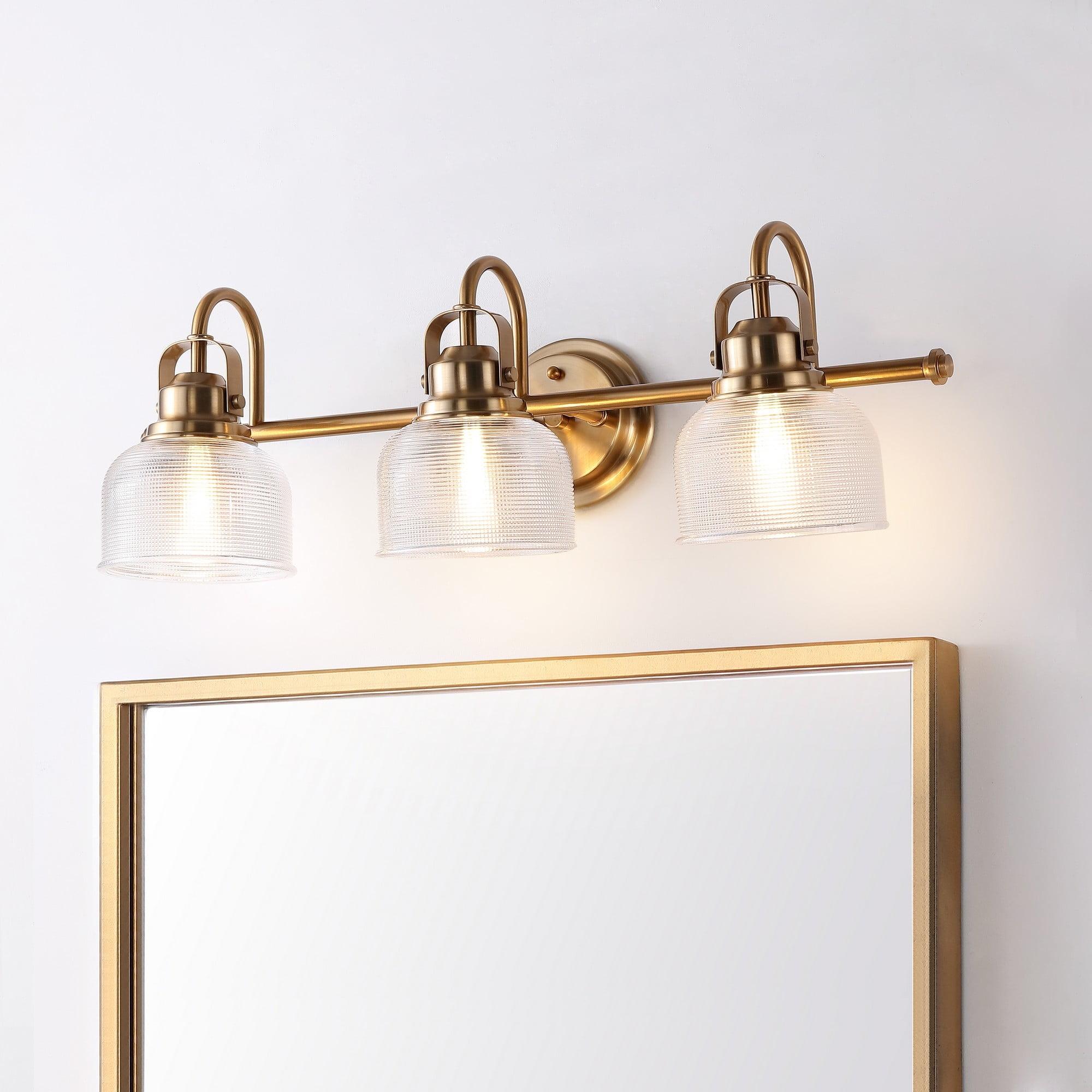 25.25" LED 3-Light Metal/Glass Virginia Pendent Brass/Gold - JONATHAN Y: ETL Listed, Bathroom Fixture