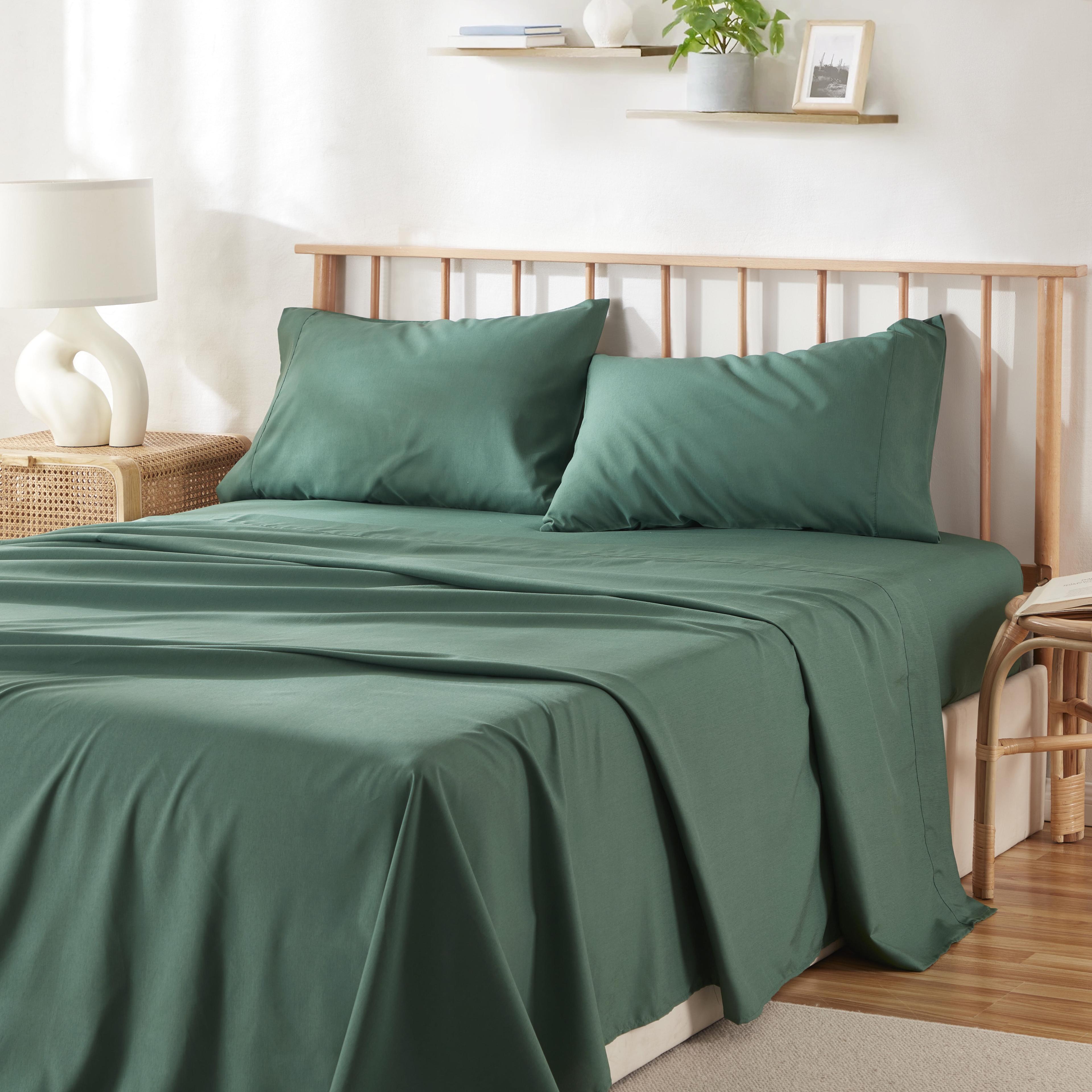 Hunter Green Queen Bamboo Rayon 4-Piece Sheet Set