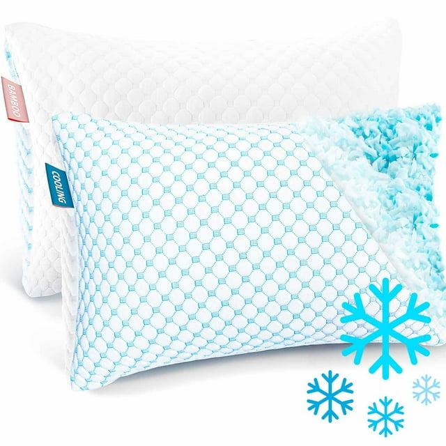 Virtu Temperature Queen Pillows Set of 2, Regulating and Adjustable Soft Memory Foam Cooling Bed Pillows Queen Size Pillows Set of 2, 20" X 30"