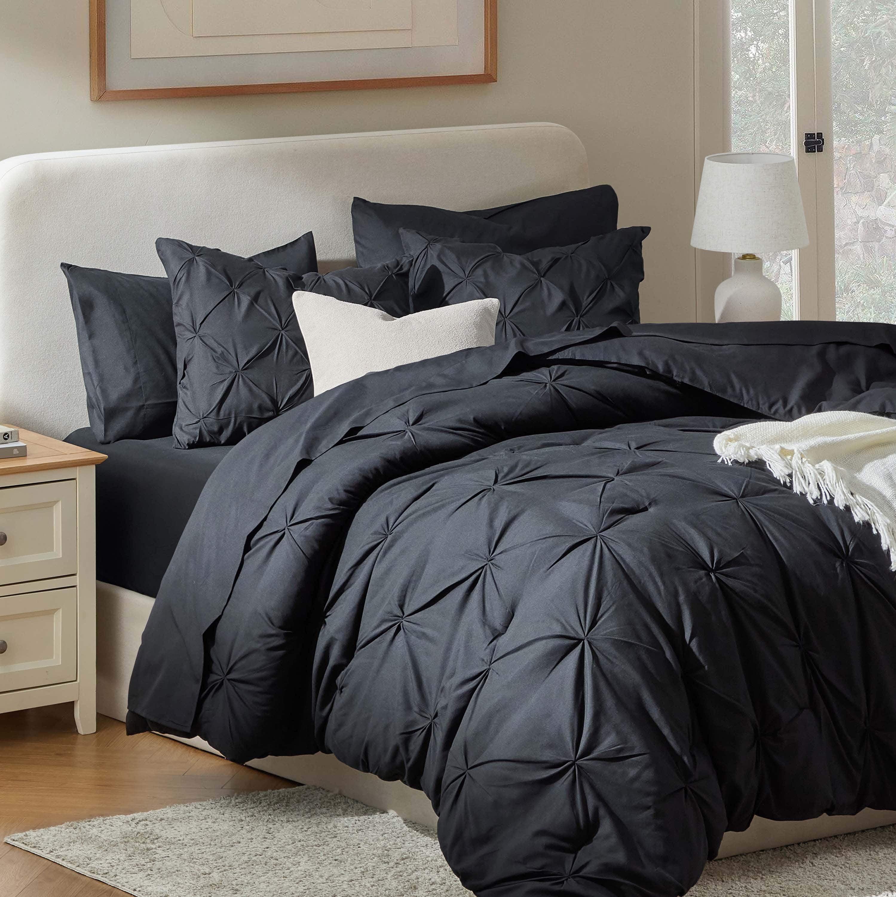 Nestl Bed-in-A-Bag Pleated Comforter Set with Bed Sheets
