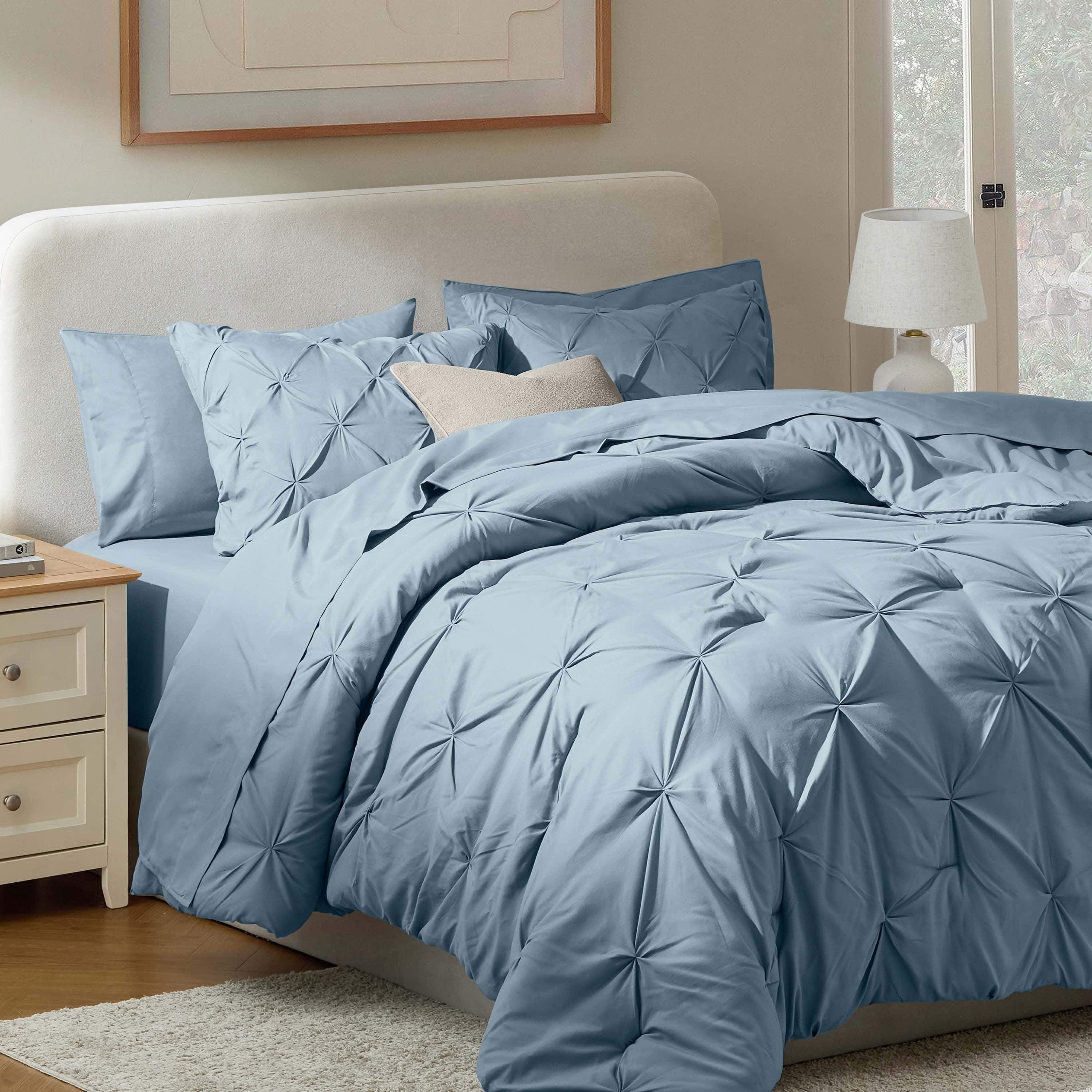 Nestl Bed-in-A-Bag Pleated Comforter Set with Bed Sheets