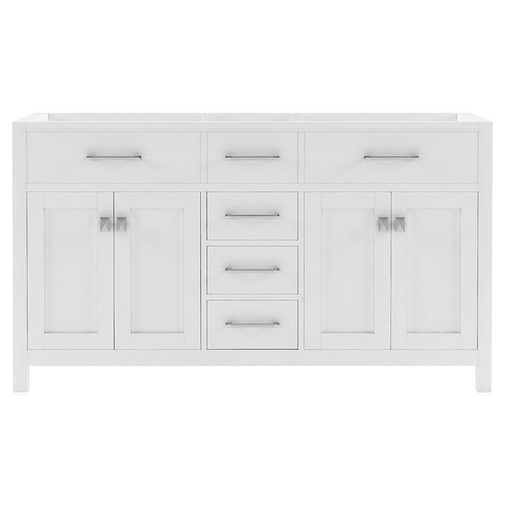 Caroline 60" White Solid Oak Double Bathroom Vanity Cabinet