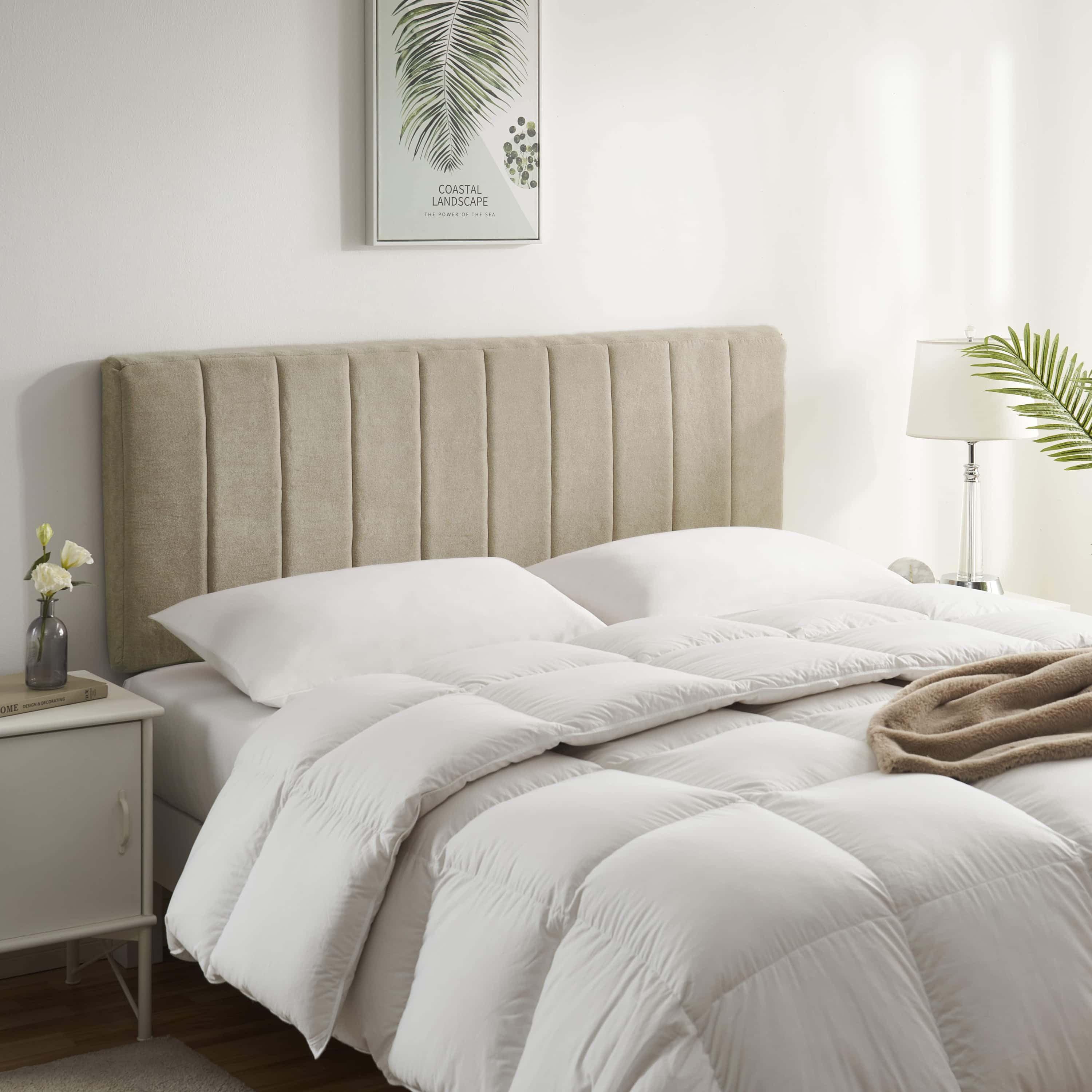 Upholstered Queen Headboard - Easy Assemble Wall Mounted Headboard with 3D Soundproof Wall Panels for Queen Size Bed - Beige