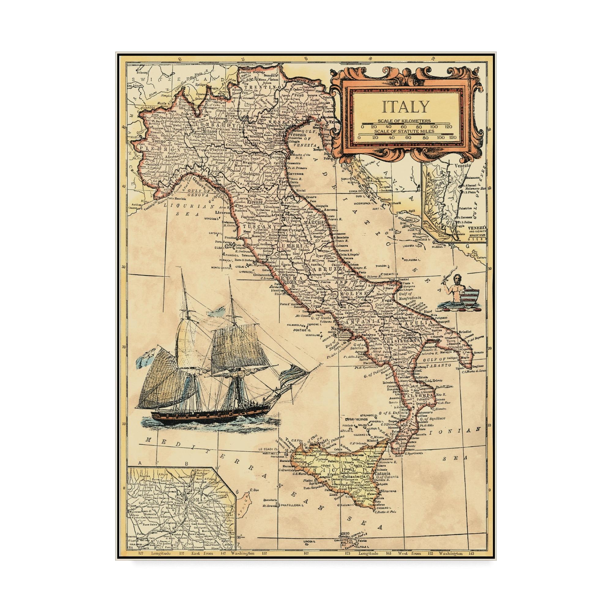 Trademark Fine Art -Vision Studio 'Italy Map' Canvas Art