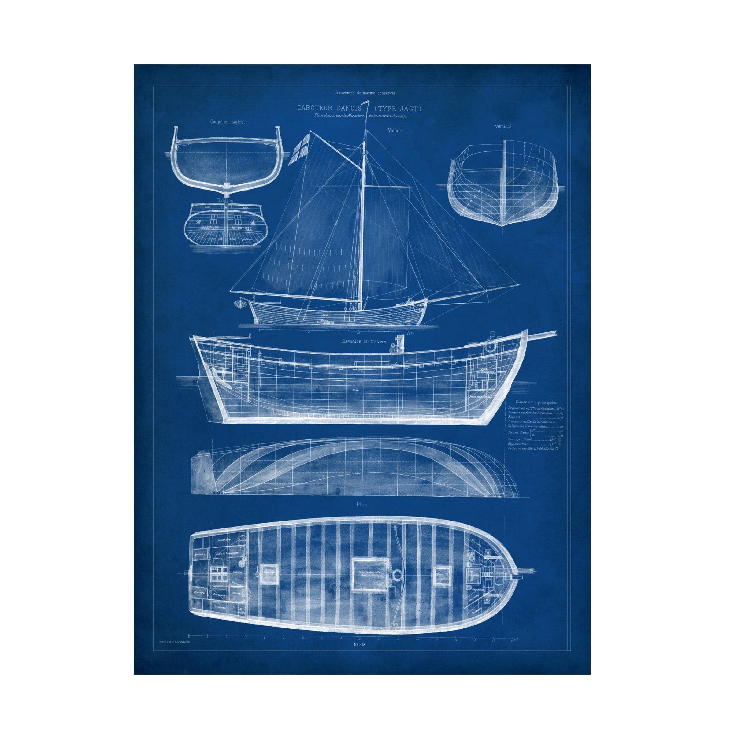 Trademark Fine Art " Ship Blueprint II " by Vision Studio