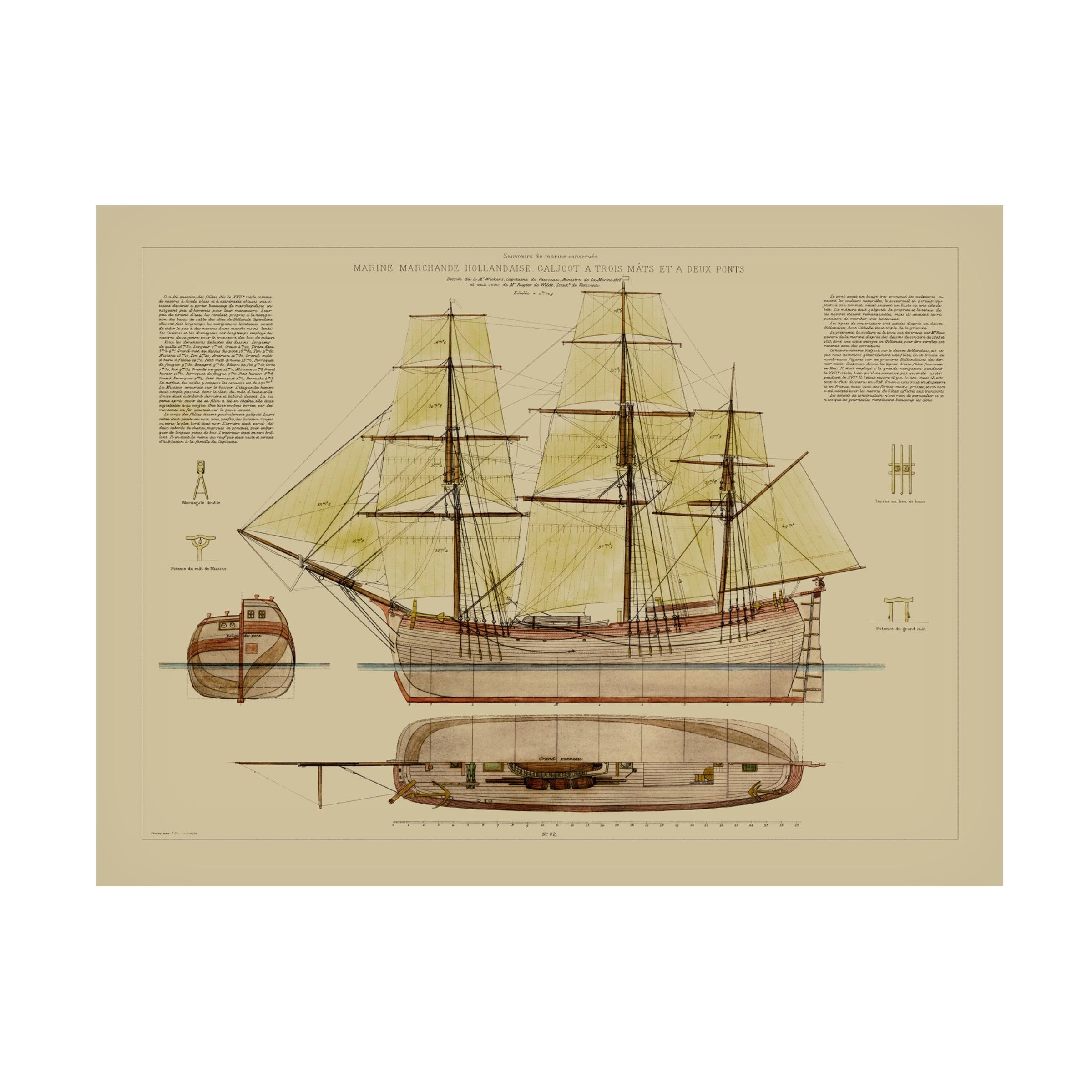 Trademark Fine Art " Small Antique Ship Plan VII " by Vision Studio