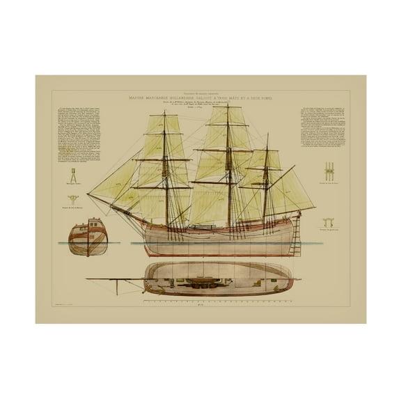 Trademark Fine Art " Small Antique Ship Plan VII " by Vision Studio